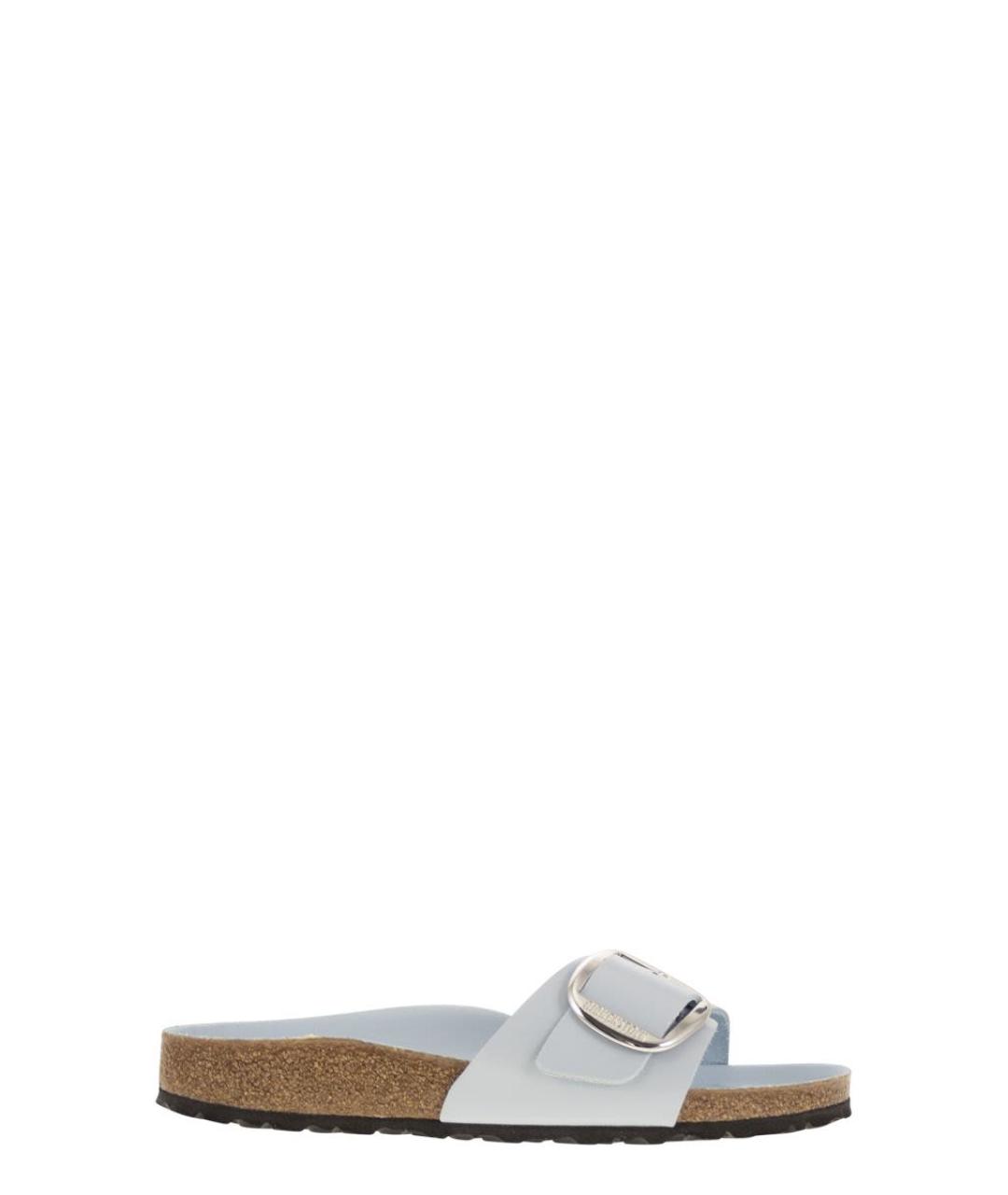 BIRKENSTOCK Голубые кожаные шлепанцы, фото 1