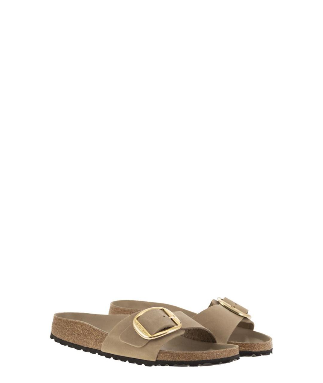BIRKENSTOCK Бежевые замшевые шлепанцы, фото 4