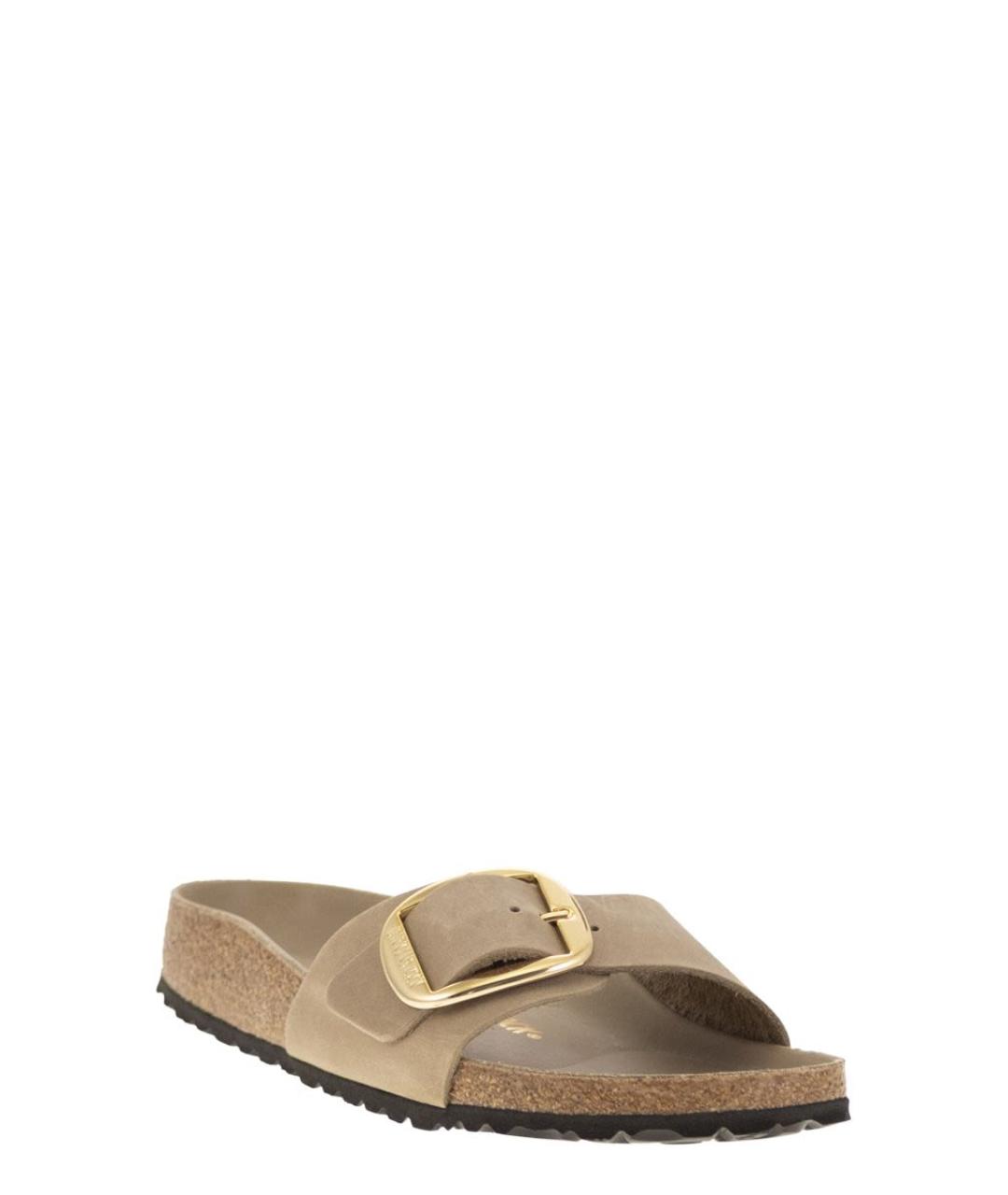 BIRKENSTOCK Бежевые замшевые шлепанцы, фото 2