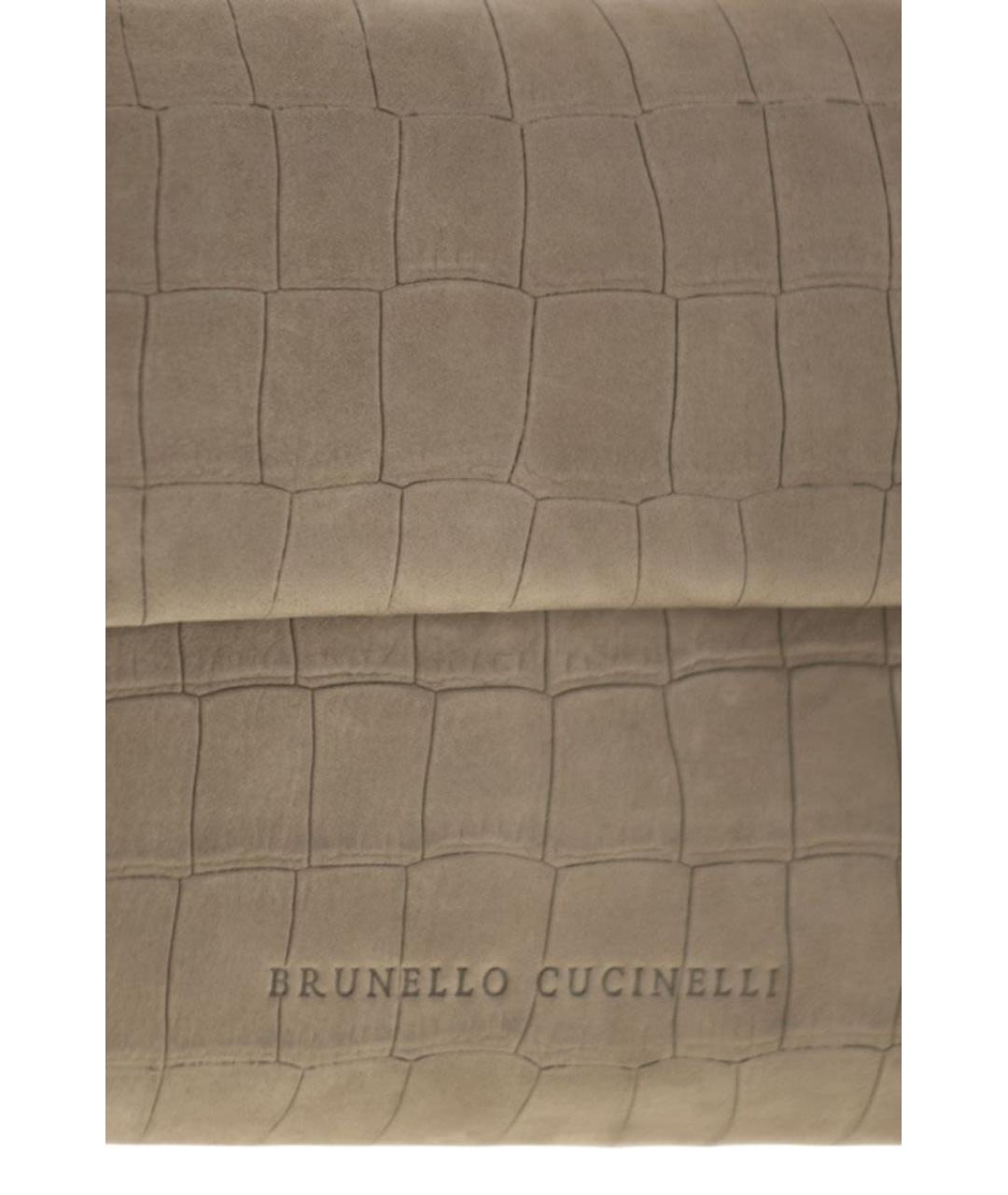 BRUNELLO CUCINELLI Бежевая замшевая сумка через плечо, фото 5