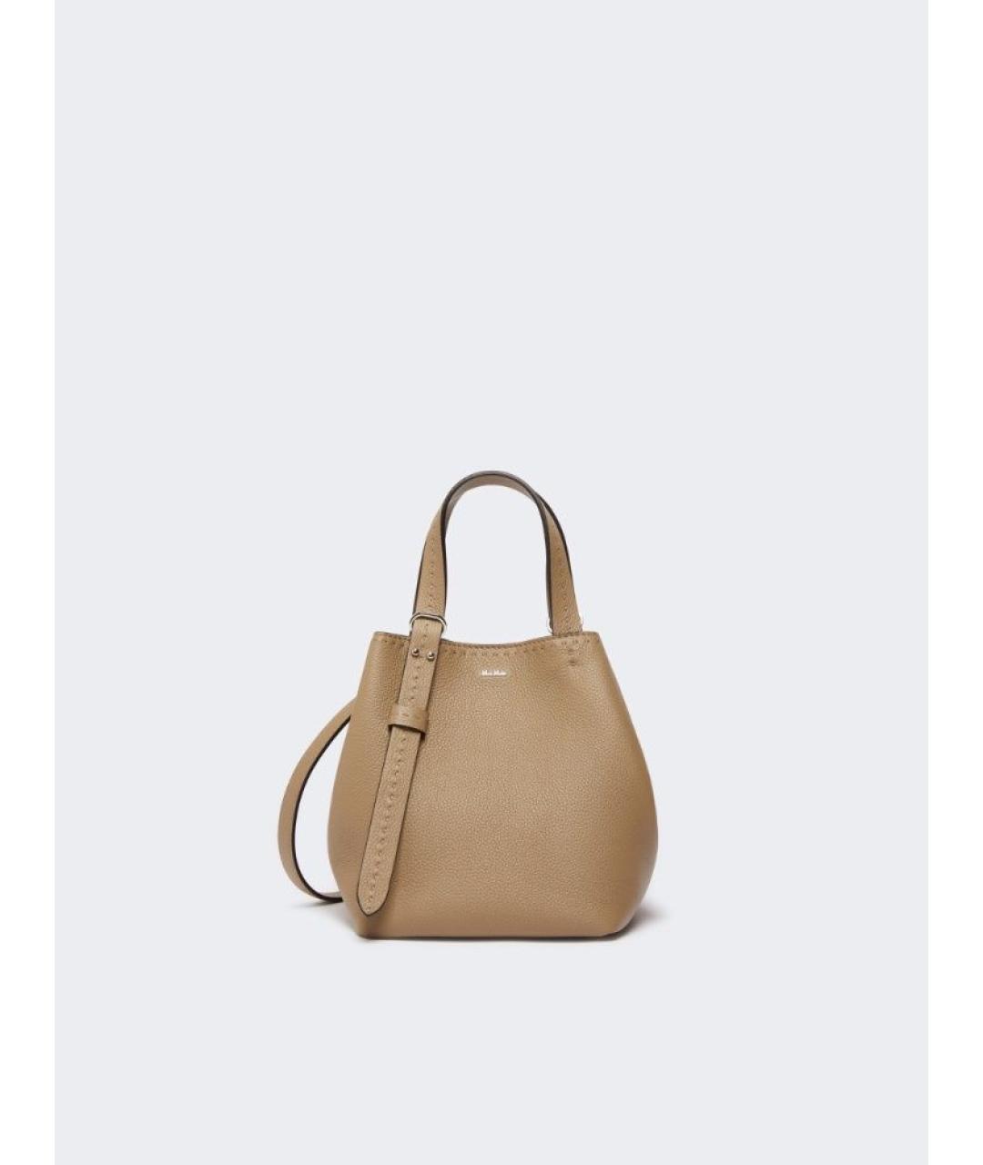 MAX MARA Бежевая кожаная сумка тоут, фото 4