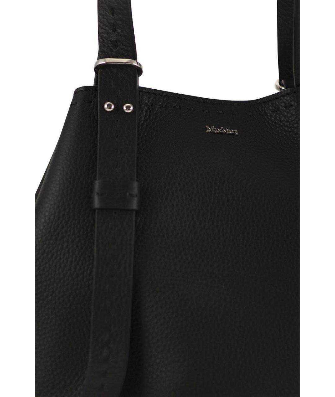 MAX MARA Черная кожаная сумка тоут, фото 5