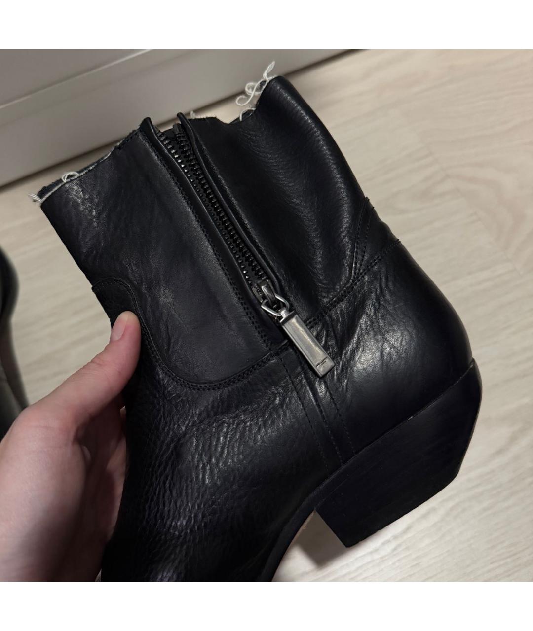 SAINT LAURENT Черные кожаные полусапоги, фото 5