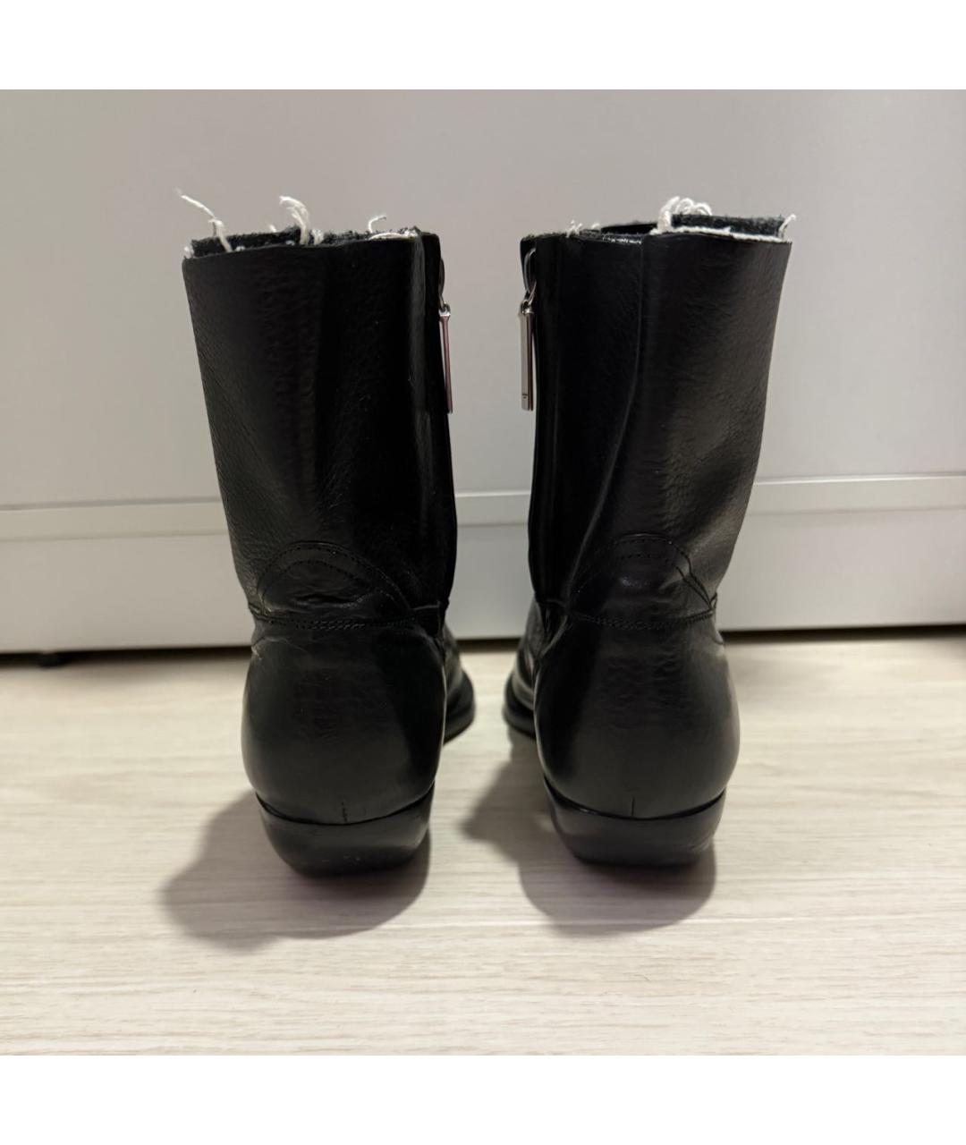 SAINT LAURENT Черные кожаные полусапоги, фото 4