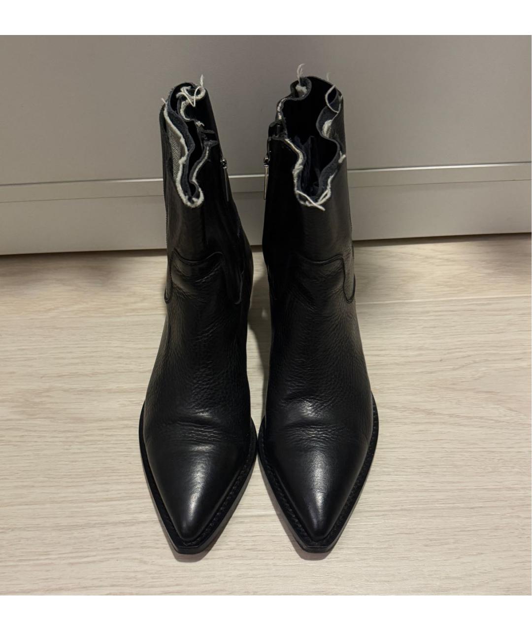 SAINT LAURENT Черные кожаные полусапоги, фото 2