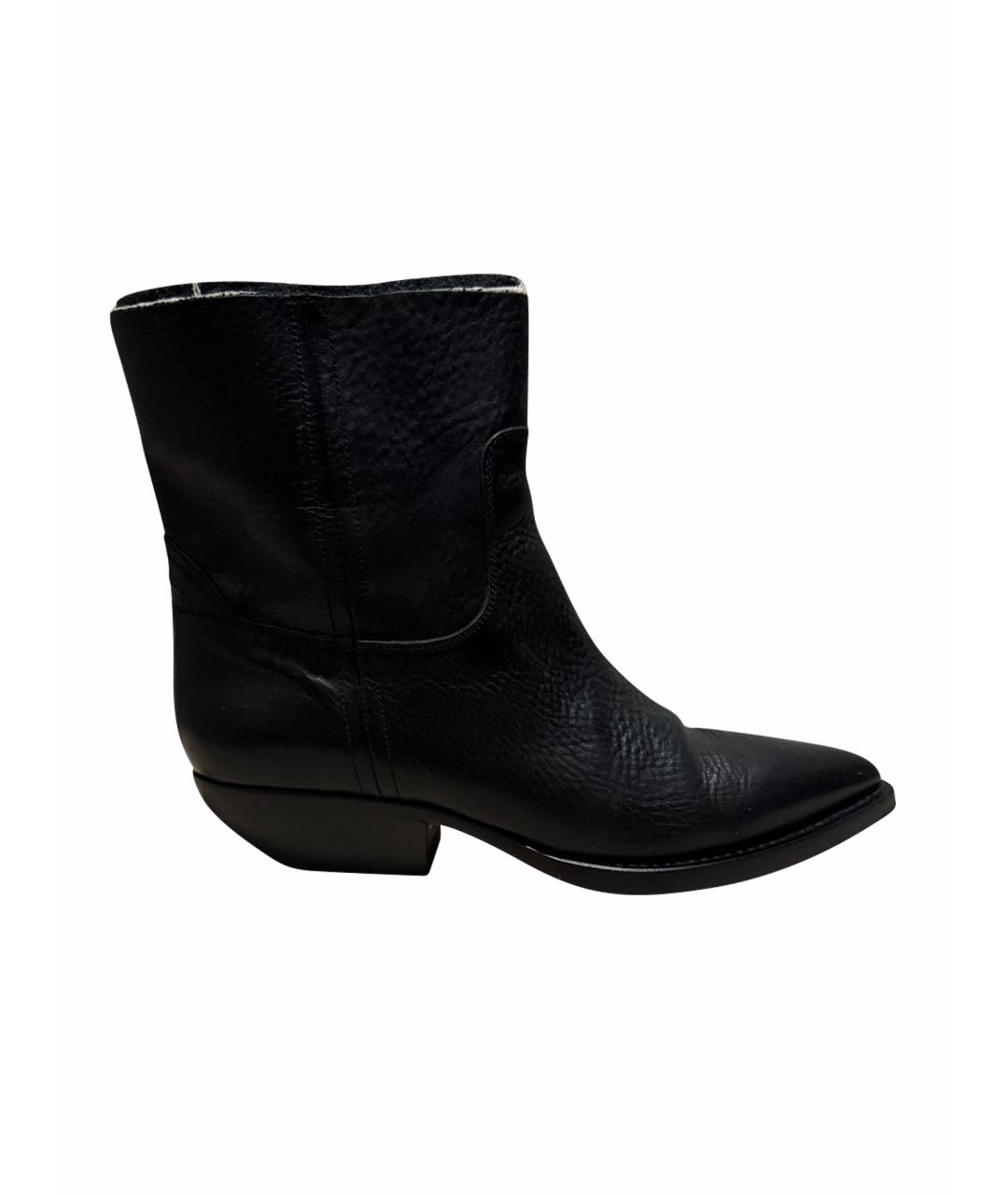 SAINT LAURENT Черные кожаные полусапоги, фото 1