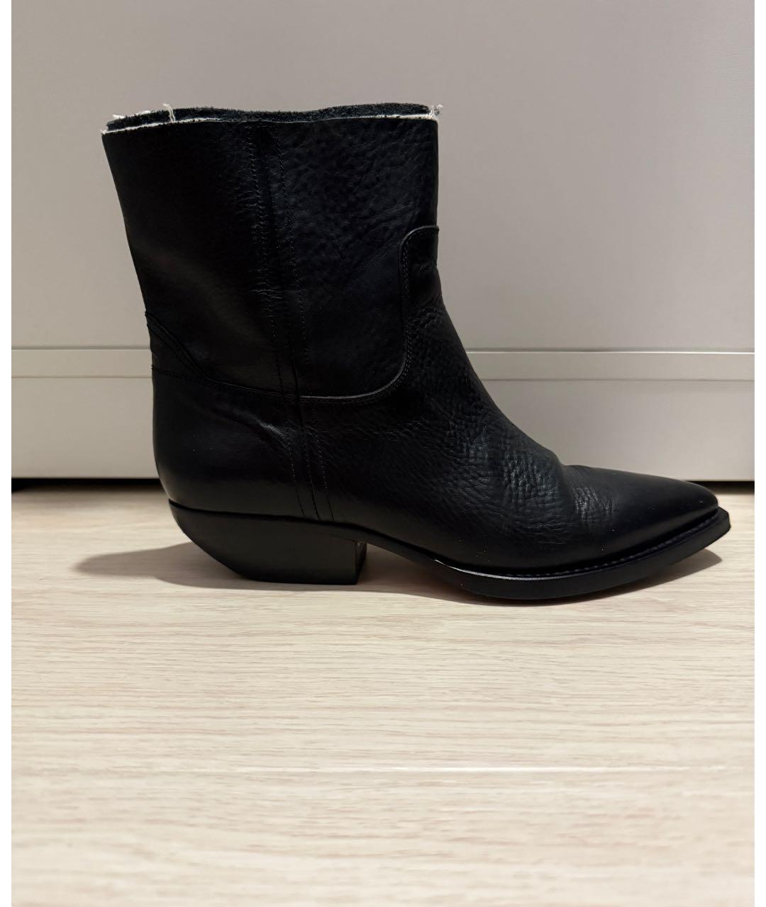 SAINT LAURENT Черные кожаные полусапоги, фото 9
