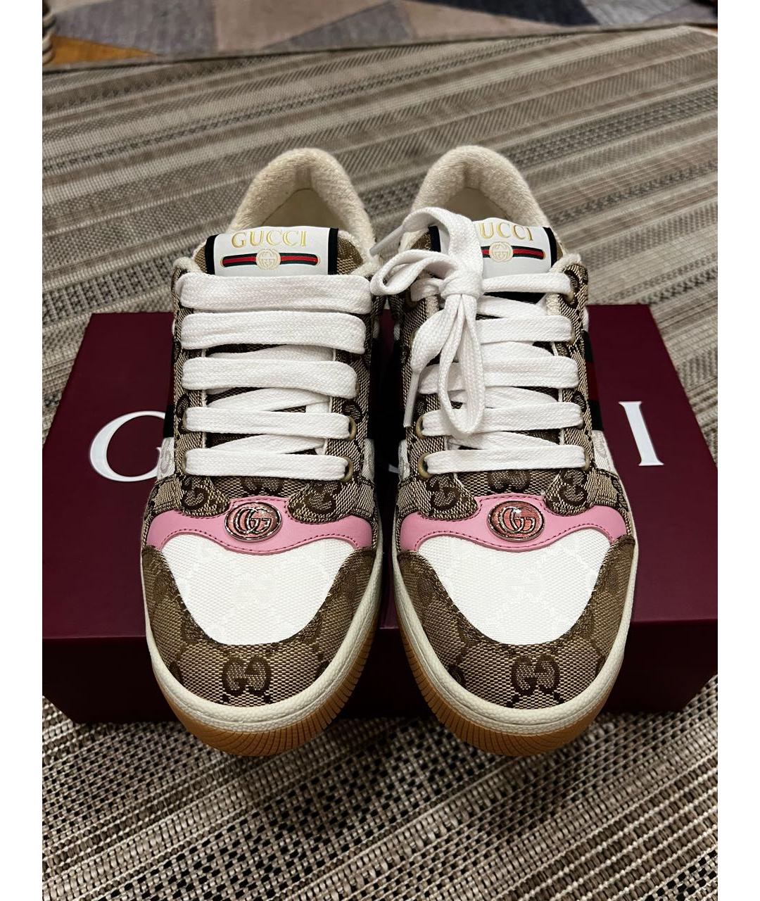 GUCCI Коричневые текстильные кеды, фото 2