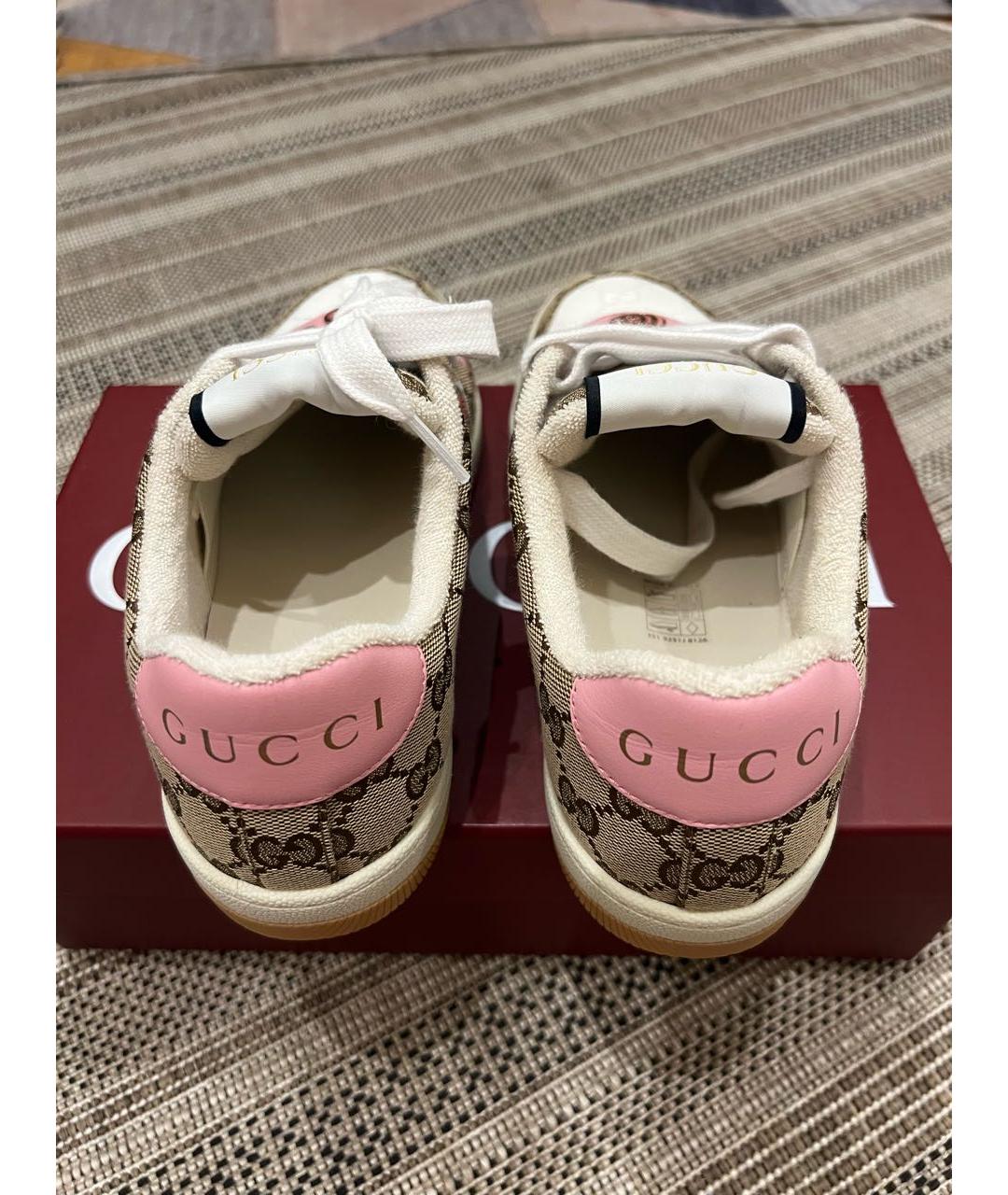 GUCCI Коричневые текстильные кеды, фото 4