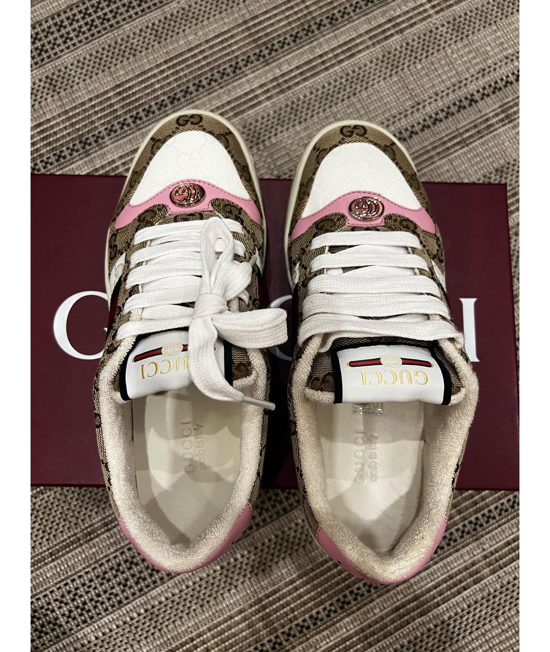GUCCI Коричневые текстильные кеды, фото 3