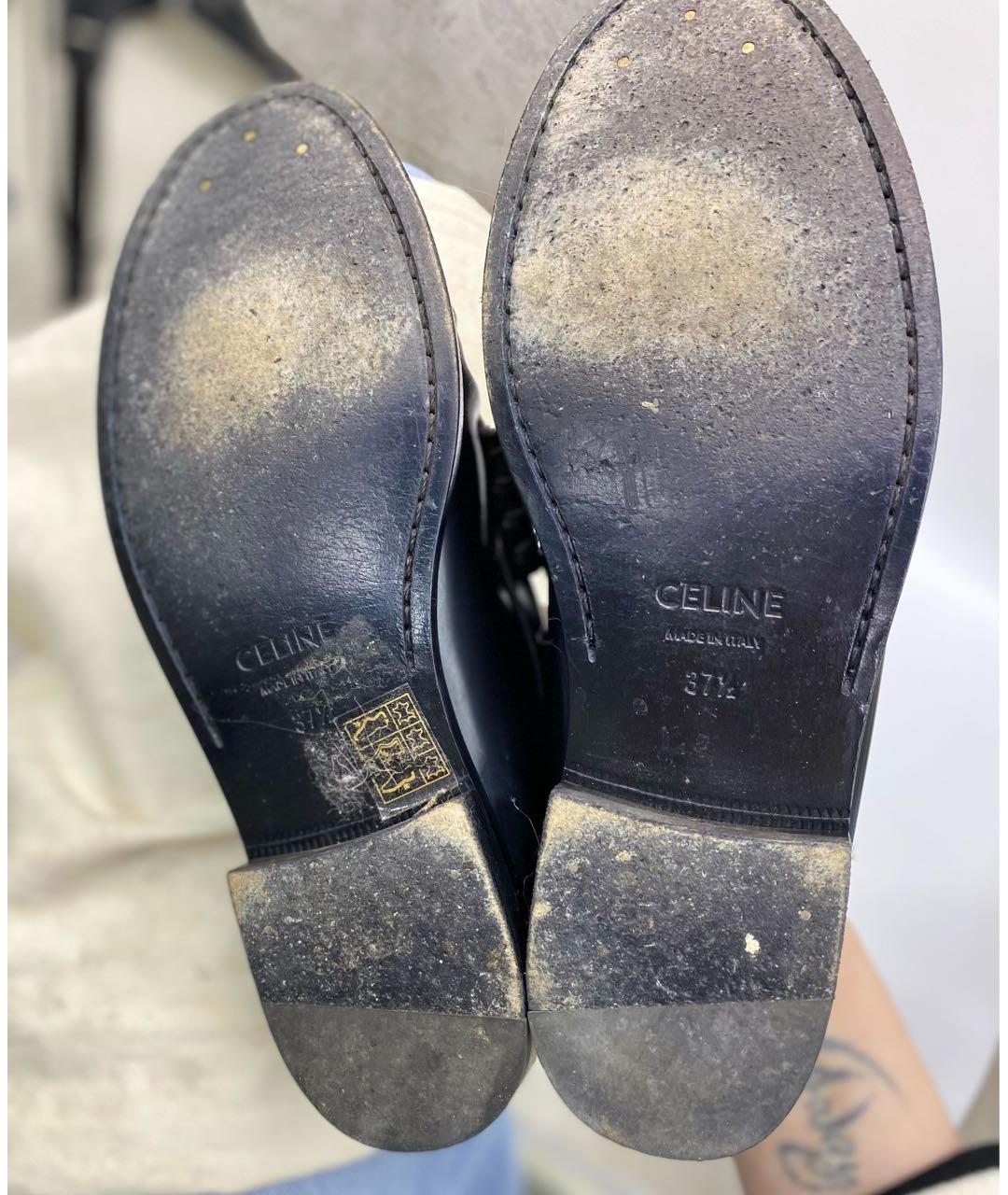 CELINE Черные кожаные лоферы, фото 4