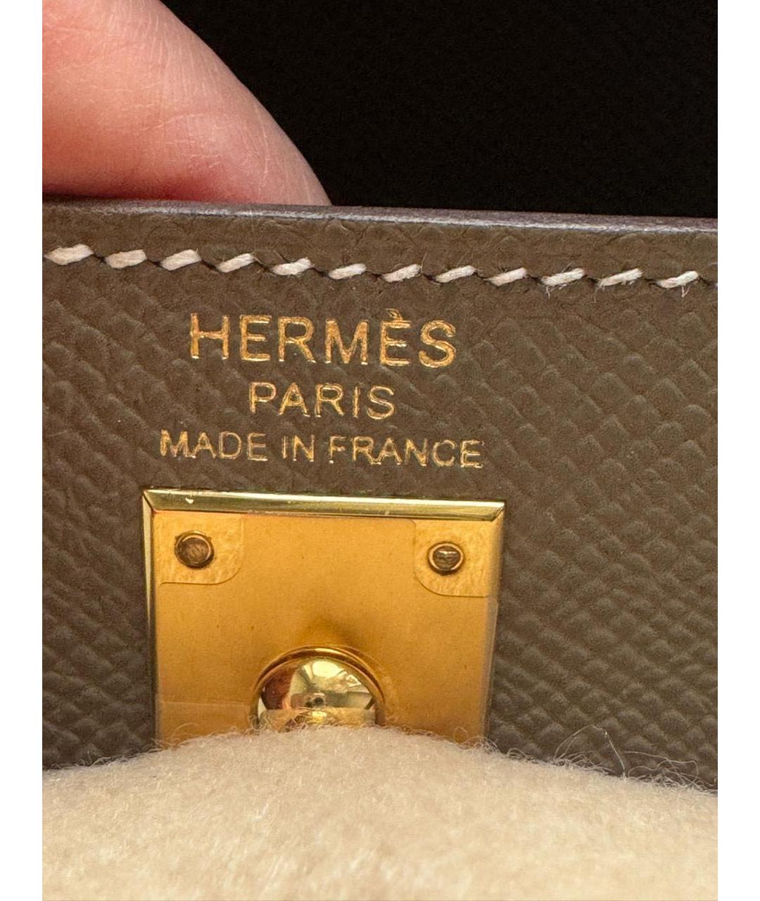 HERMES Бежевая кожаная сумка с короткими ручками, фото 5