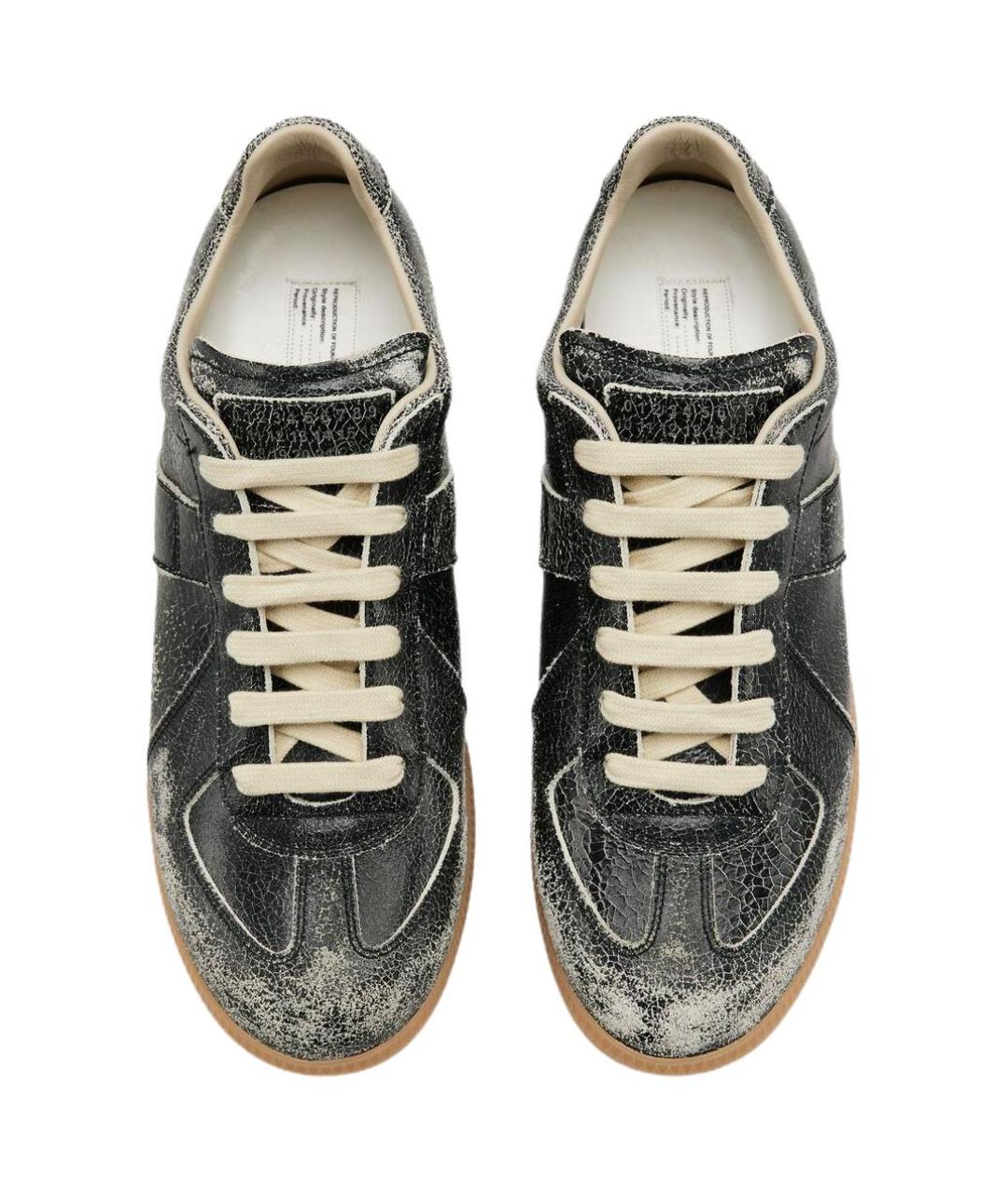 MAISON MARGIELA Черные кожаные кроссовки, фото 4