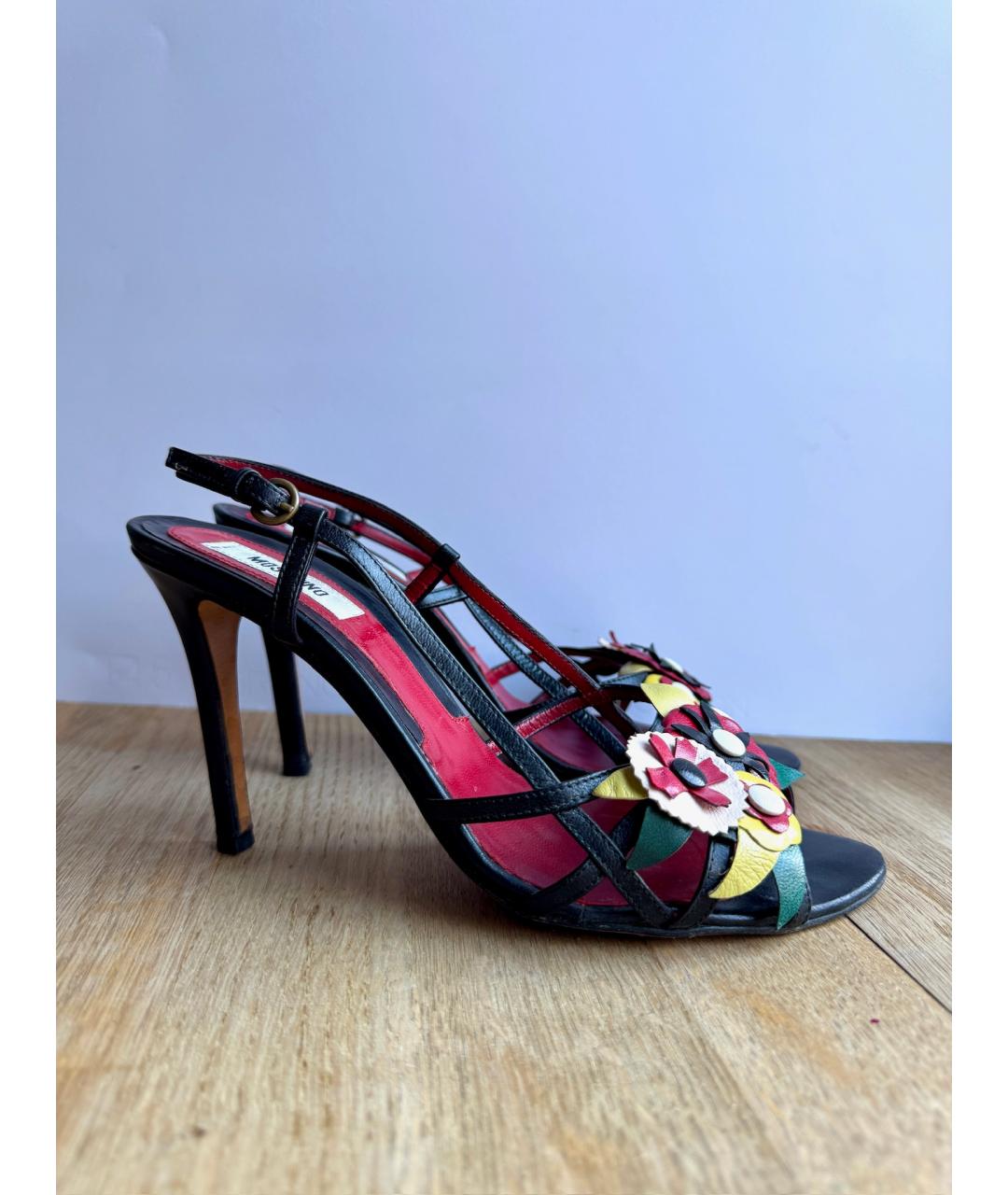MOSCHINO Черные кожаные босоножки, фото 3