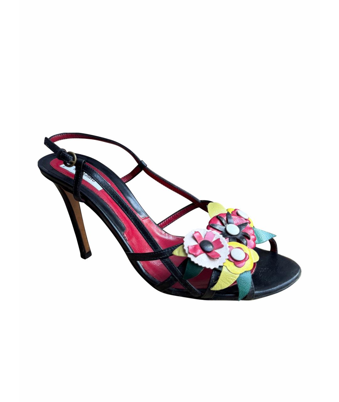 MOSCHINO Черные кожаные босоножки, фото 1