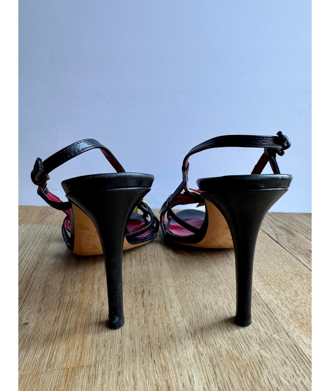 MOSCHINO Черные кожаные босоножки, фото 4