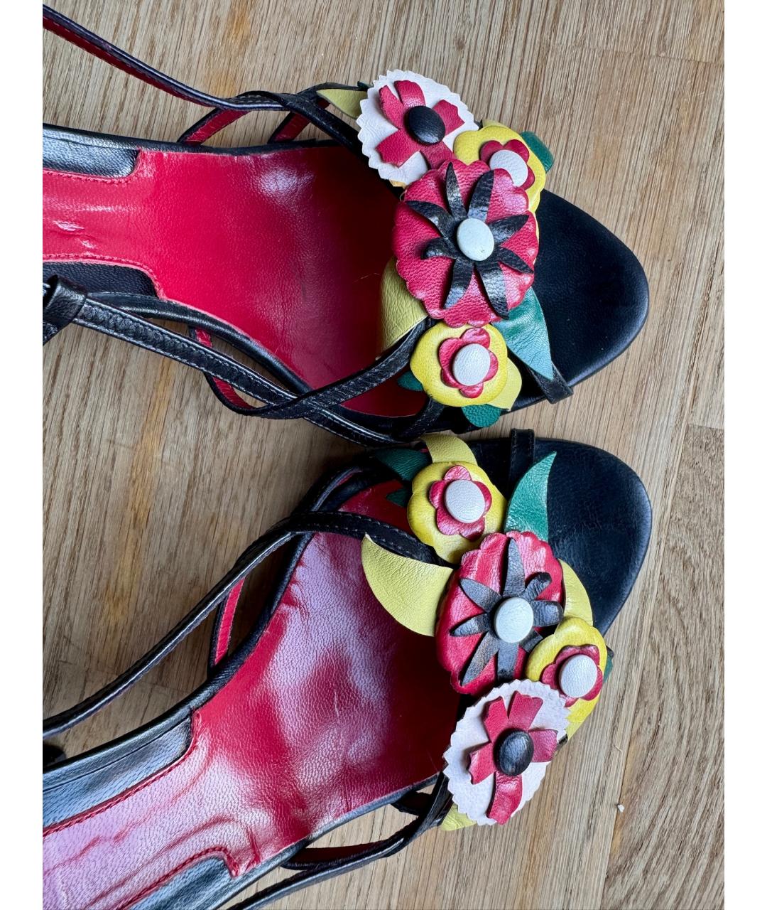 MOSCHINO Черные кожаные босоножки, фото 6