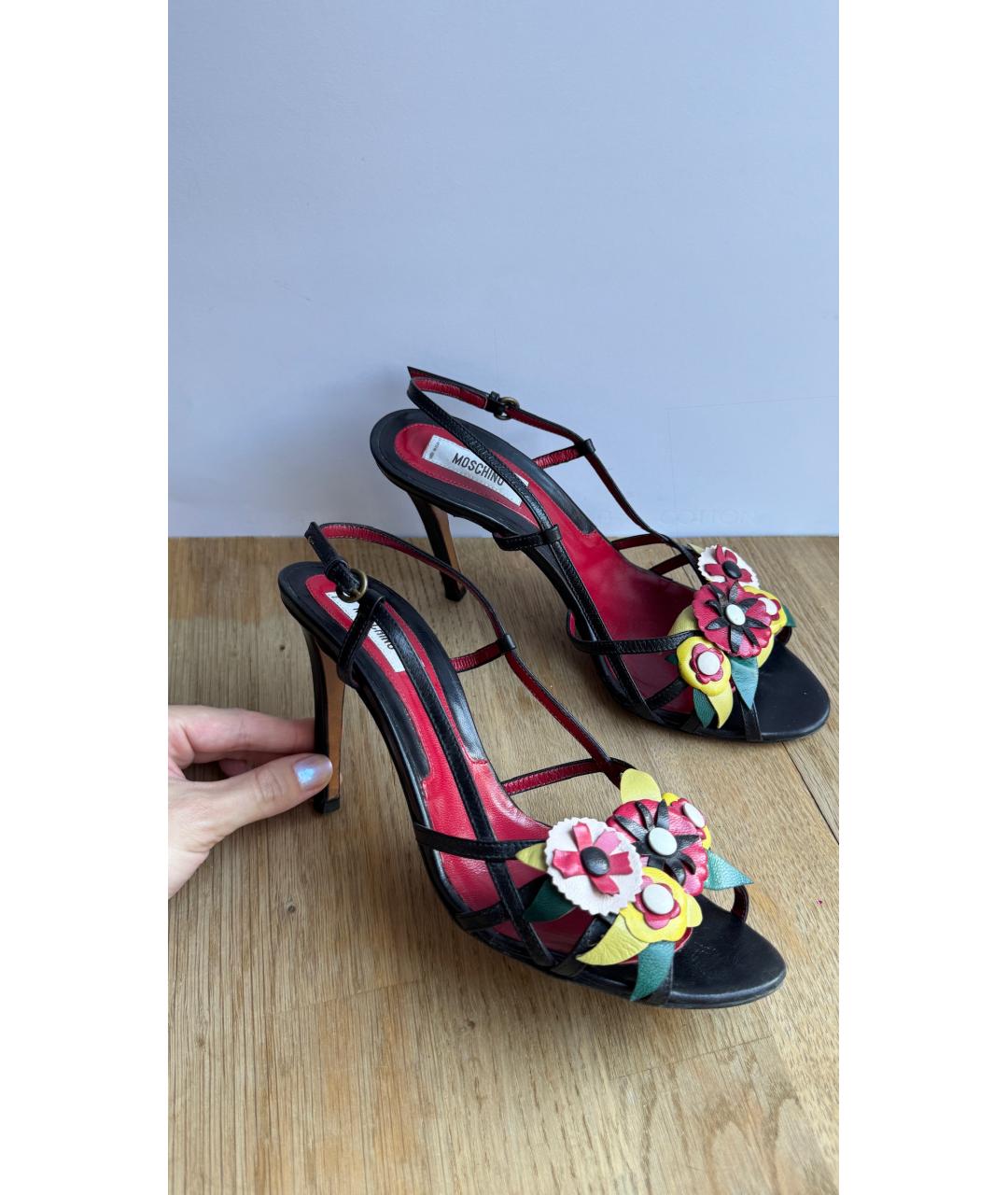 MOSCHINO Черные кожаные босоножки, фото 7
