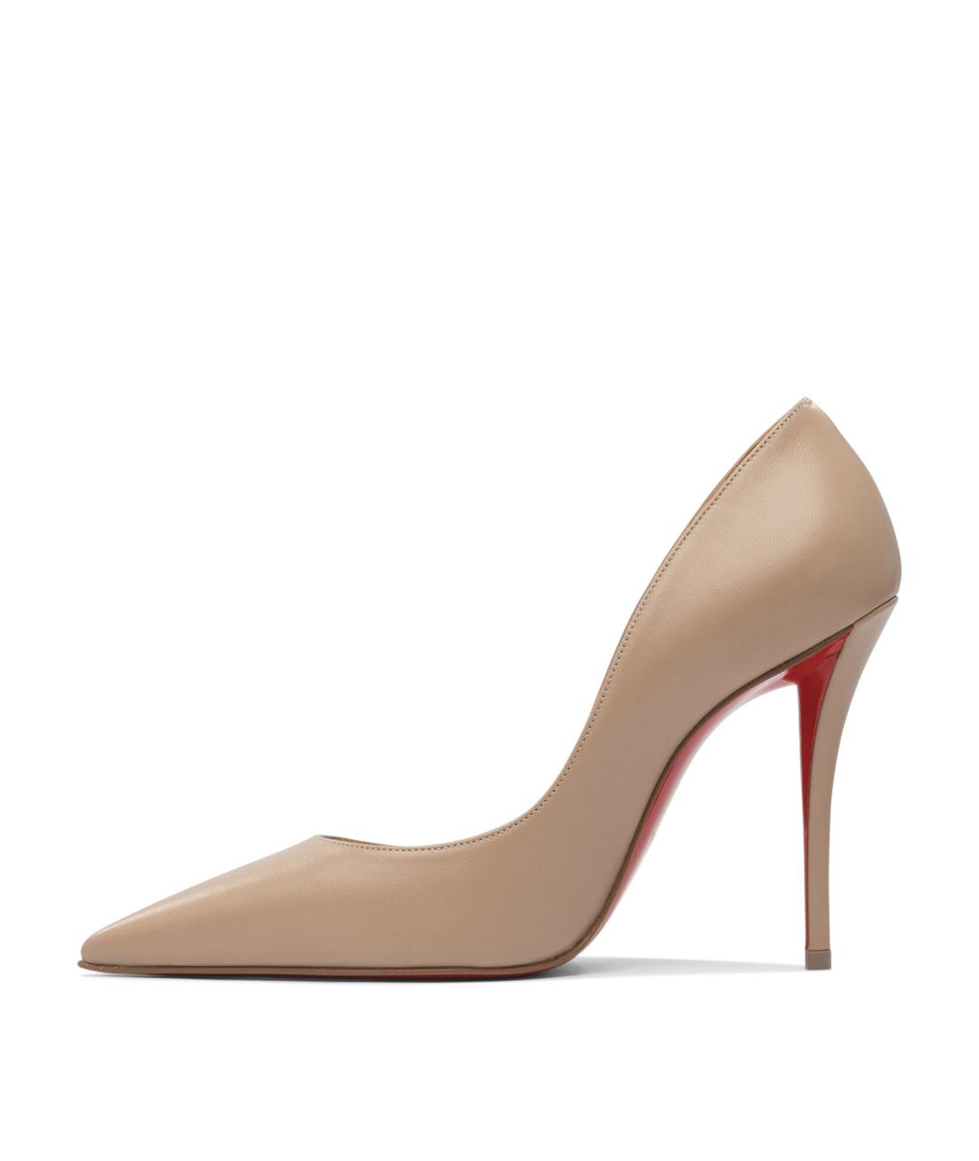 CHRISTIAN LOUBOUTIN Бежевые кожаные туфли, фото 3