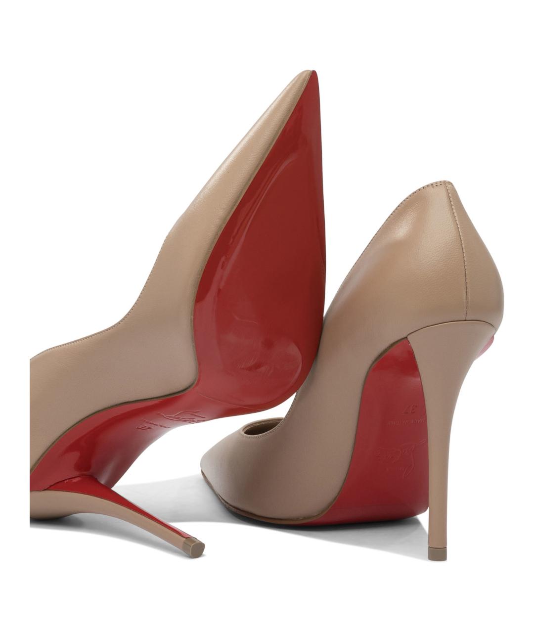 CHRISTIAN LOUBOUTIN Бежевые кожаные туфли, фото 5