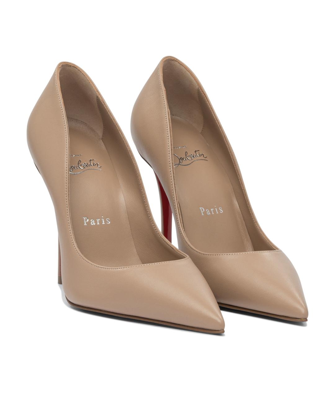 CHRISTIAN LOUBOUTIN Бежевые кожаные туфли, фото 2