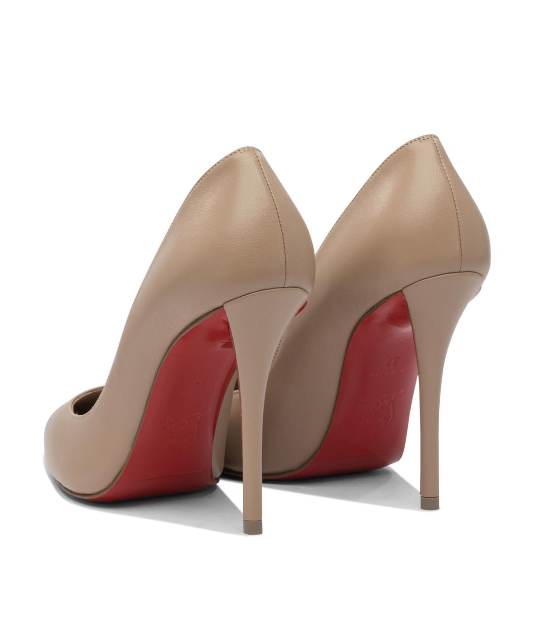 CHRISTIAN LOUBOUTIN Бежевые кожаные туфли, фото 4