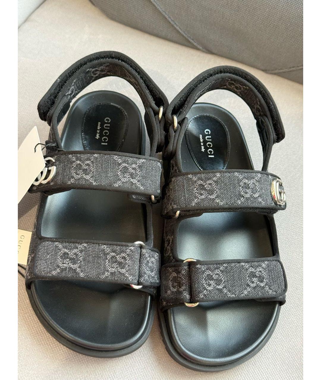 GUCCI Антрацитовые сандалии, фото 3