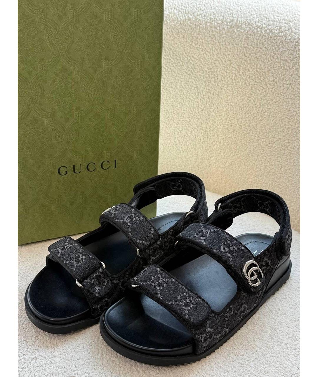 GUCCI Антрацитовые сандалии, фото 2
