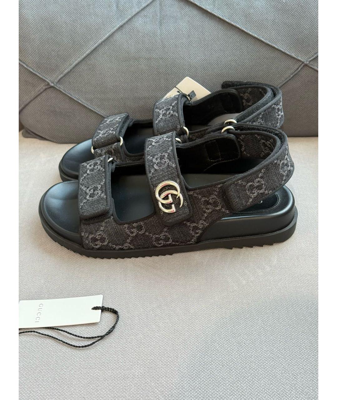 GUCCI Антрацитовые сандалии, фото 7