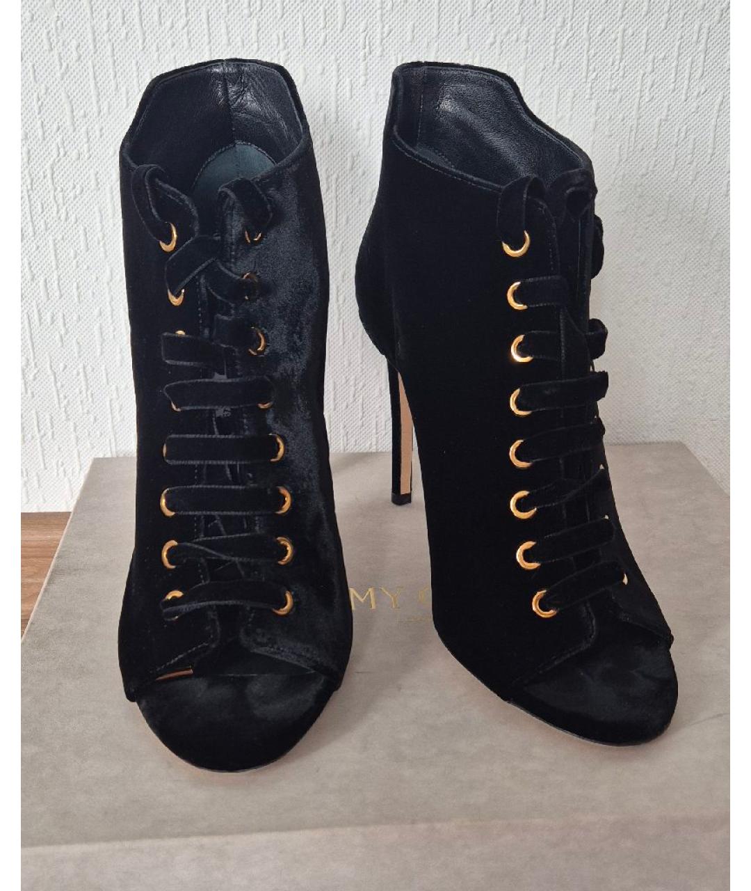 JIMMY CHOO Черные бархатные ботильоны, фото 2