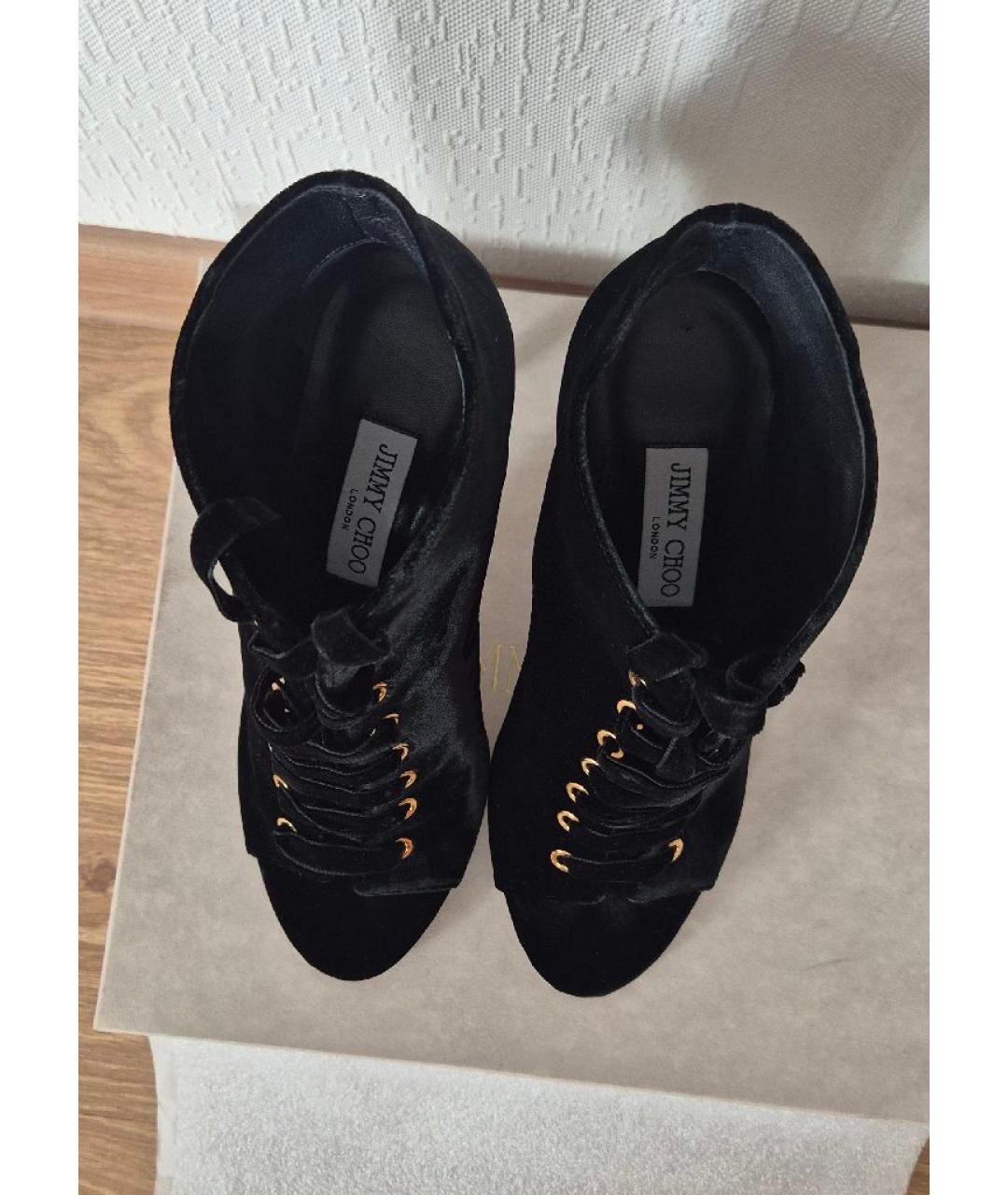 JIMMY CHOO Черные бархатные ботильоны, фото 3