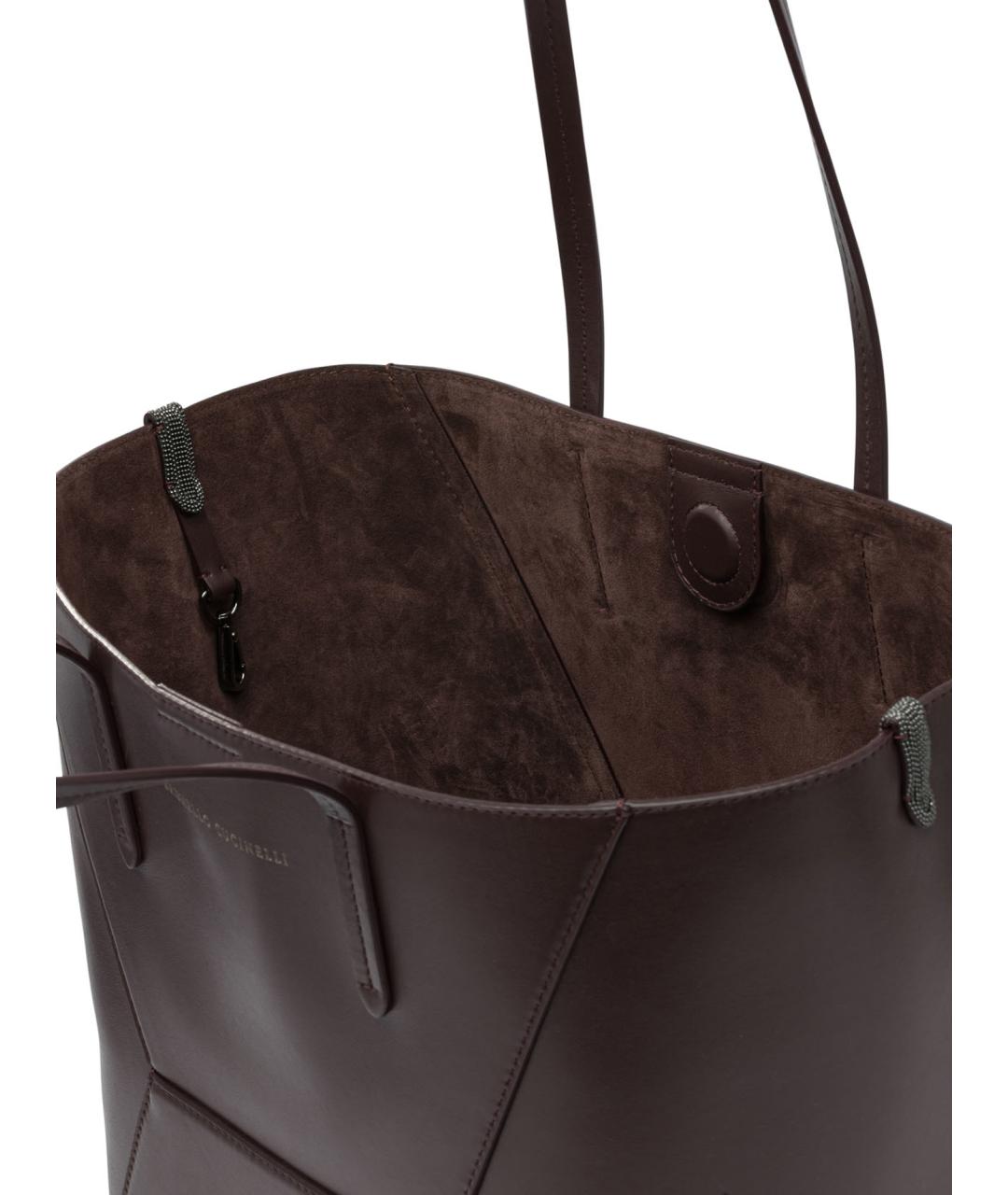 BRUNELLO CUCINELLI Коричневая кожаная сумка тоут, фото 5