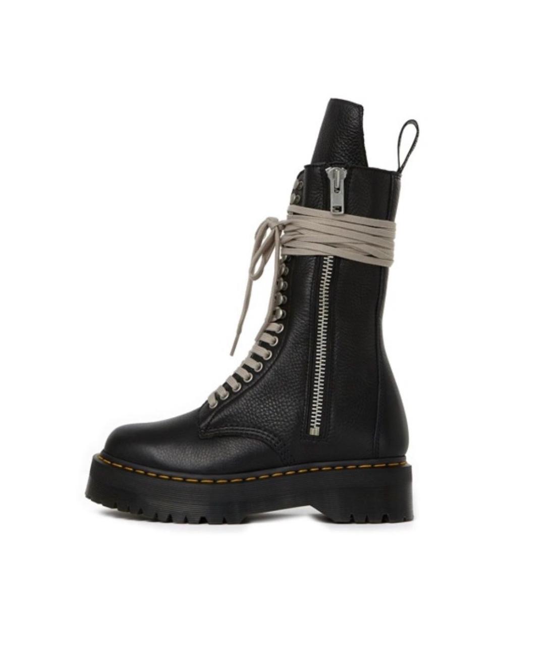 RICK OWENS Черные кожаные высокие ботинки, фото 8