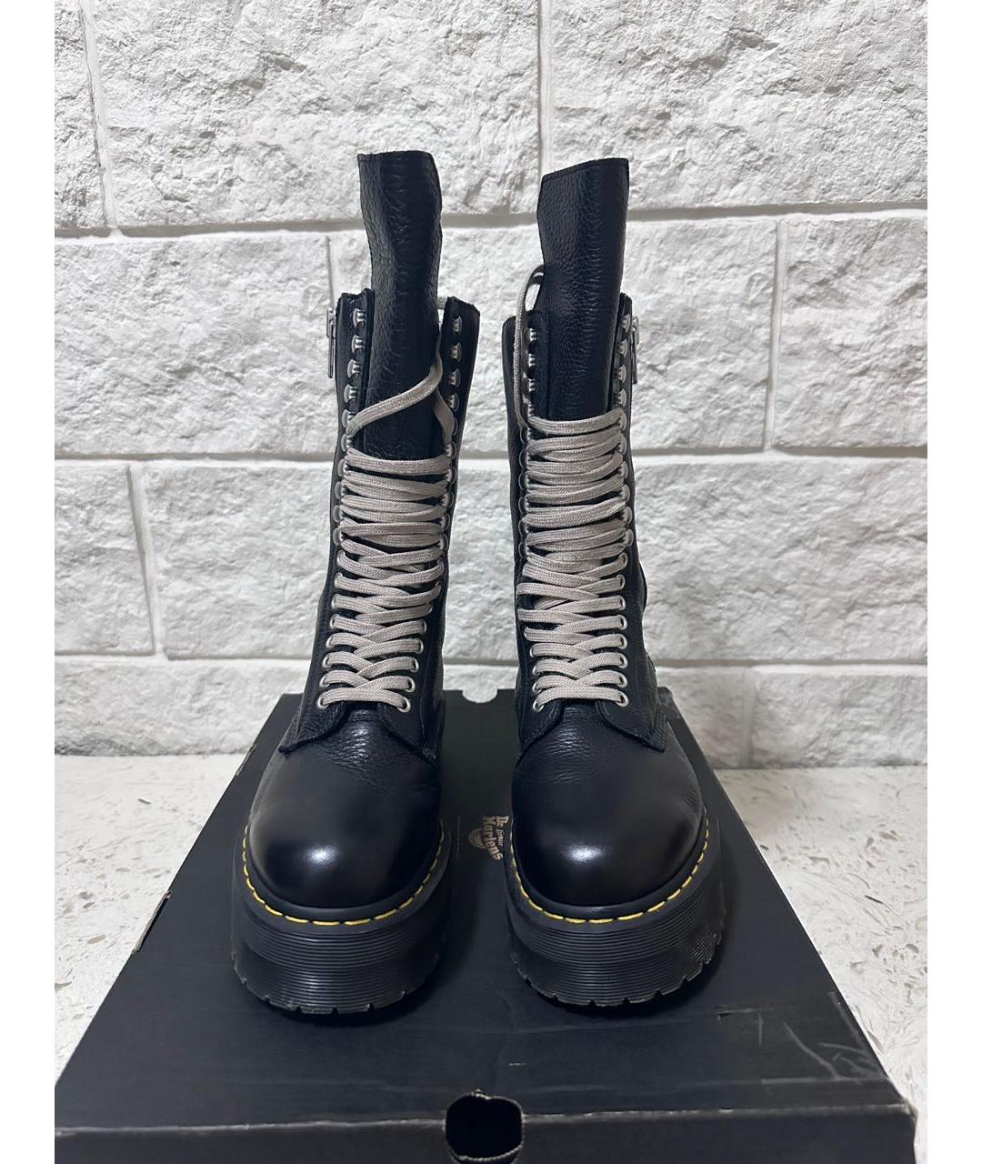 RICK OWENS Черные кожаные высокие ботинки, фото 2