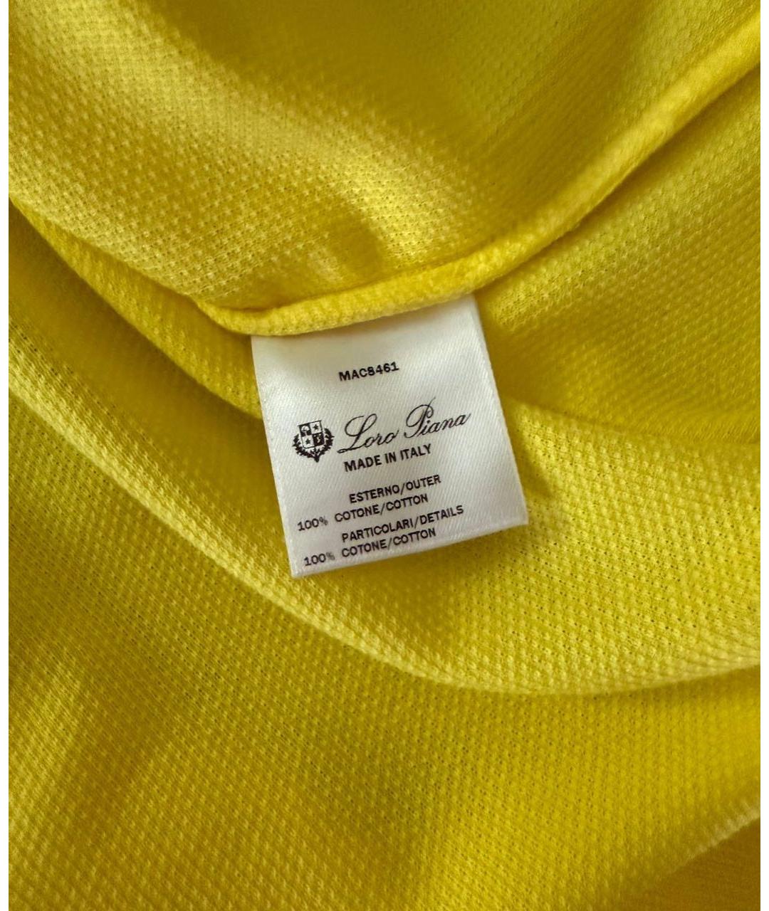 LORO PIANA Желтая хлопковая футболка, фото 4
