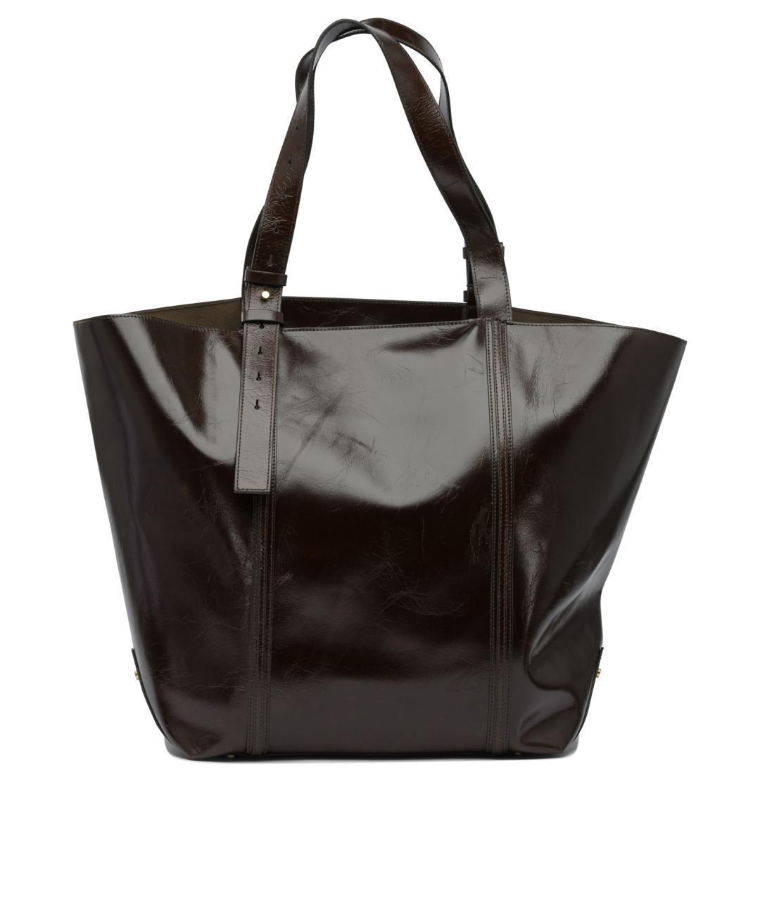 GOLDEN GOOSE DELUXE BRAND Коричневая сумка тоут из лакированной кожи, фото 3