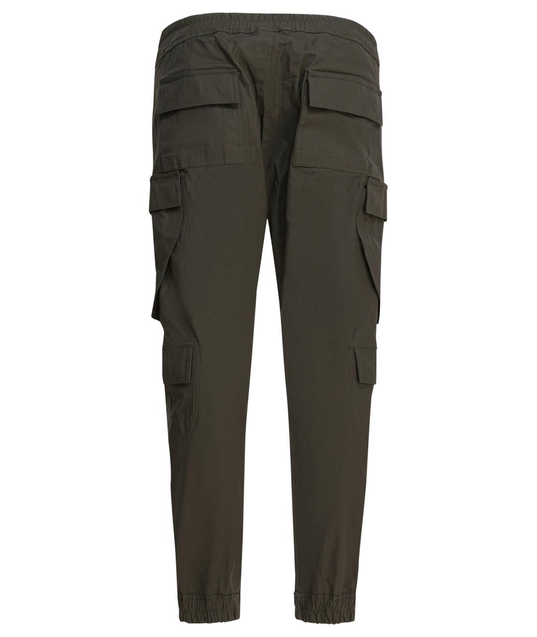 RICK OWENS Зеленые хлопковые повседневные брюки, фото 2