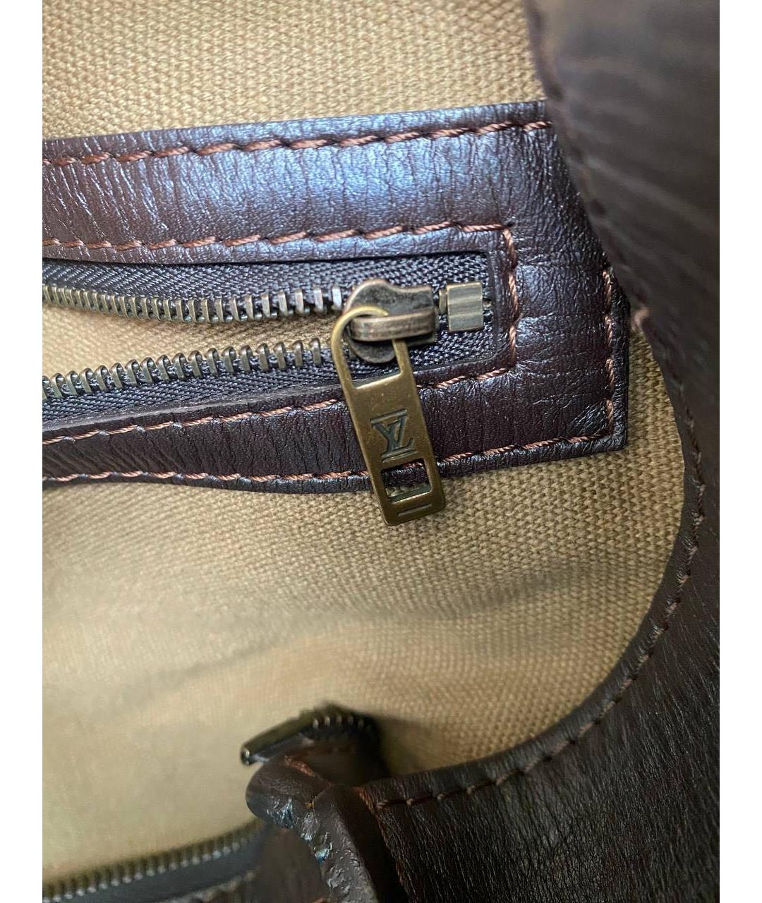 LOUIS VUITTON Коричневая кожаная дорожная/спортивная сумка, фото 5