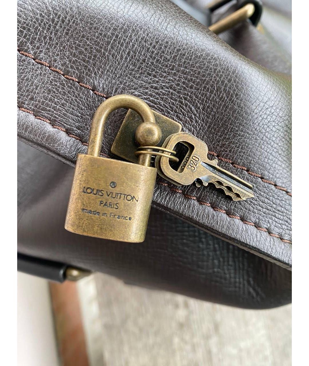 LOUIS VUITTON Коричневая кожаная дорожная/спортивная сумка, фото 7