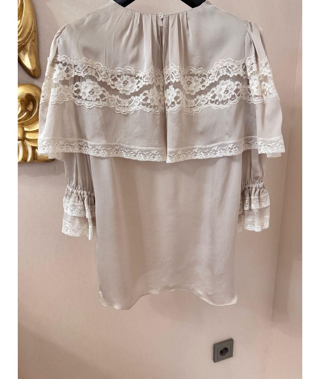 DOLCE&GABBANA Бежевая шелковая блузы, фото 2