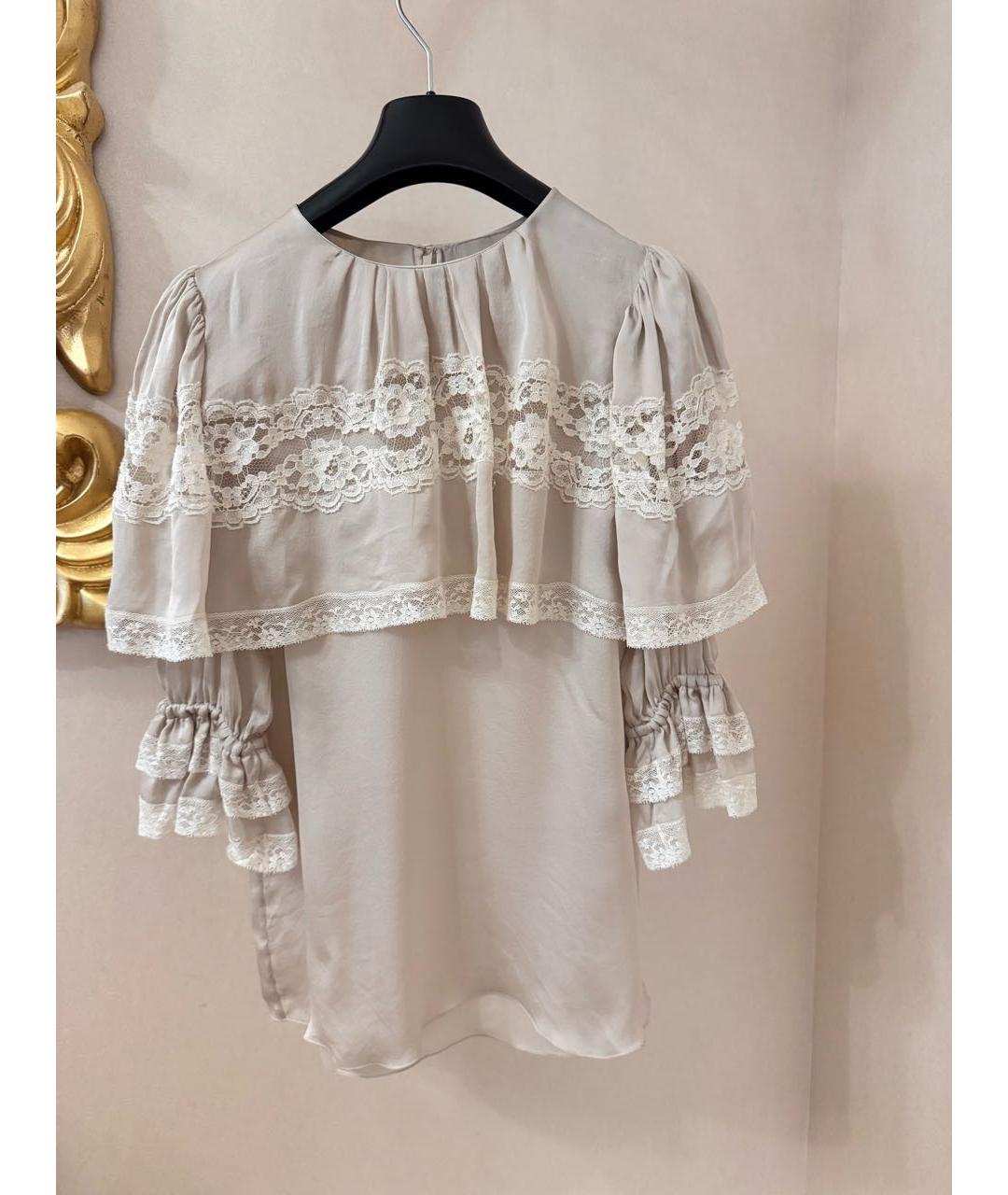 DOLCE&GABBANA Бежевая шелковая блузы, фото 5