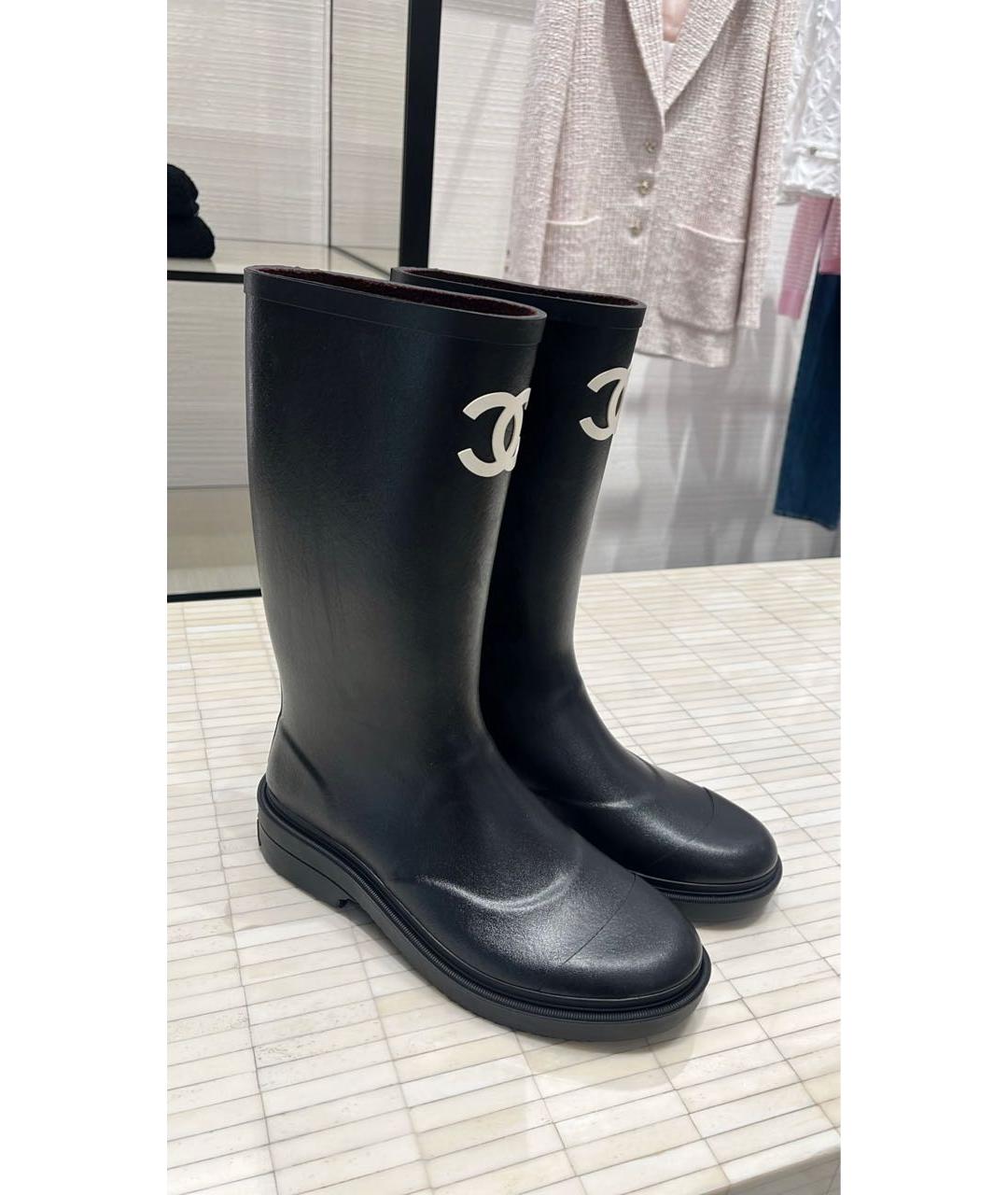 CHANEL Черные резиновые сапоги, фото 4