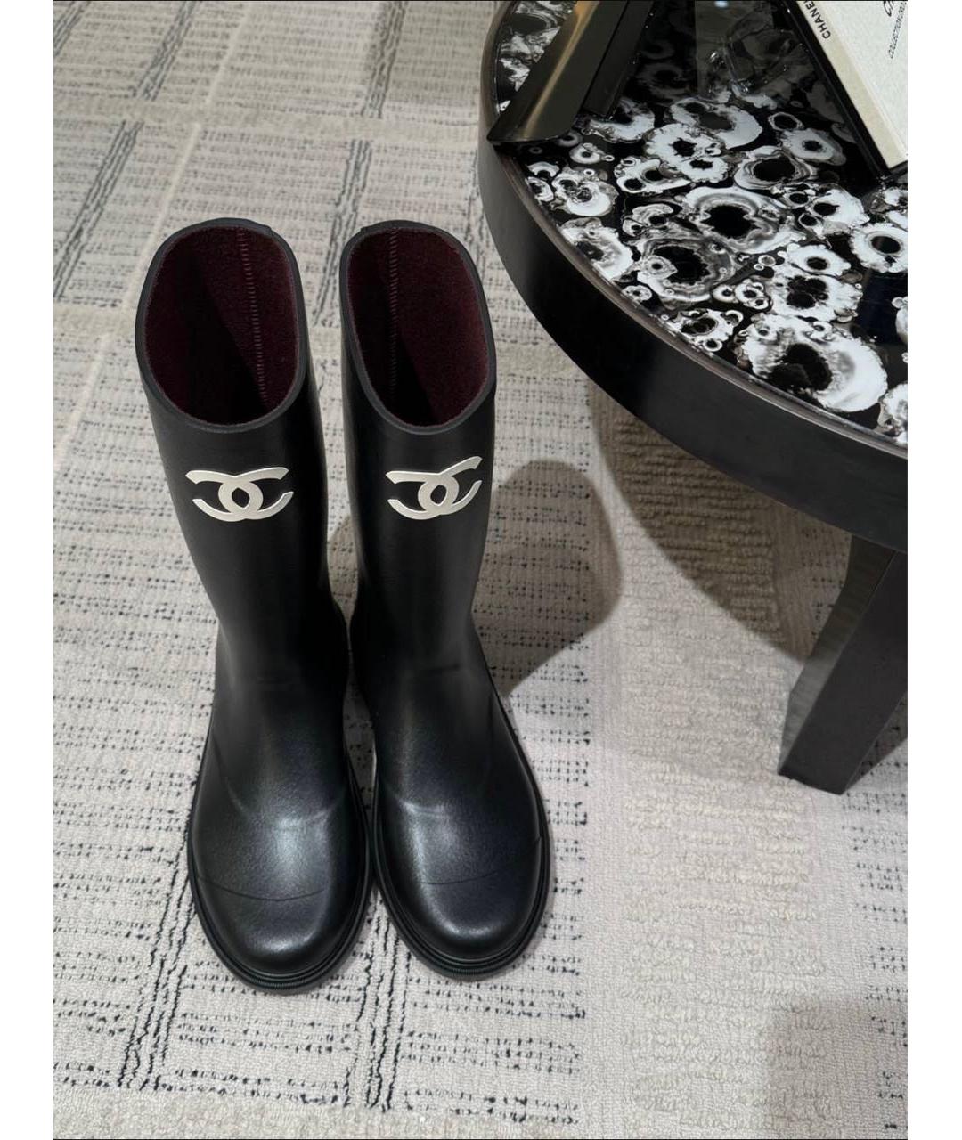CHANEL Черные резиновые сапоги, фото 2