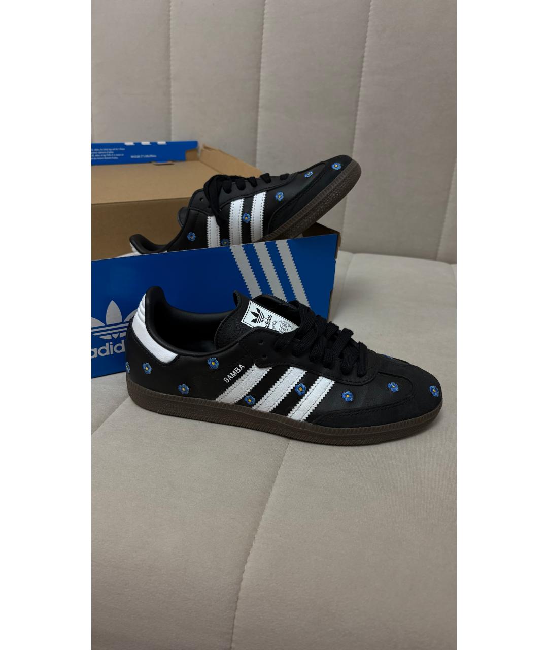 ADIDAS Черные кожаные кеды, фото 2