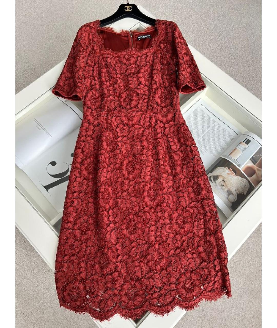 DOLCE&GABBANA Бордовое вискозное платье, фото 9