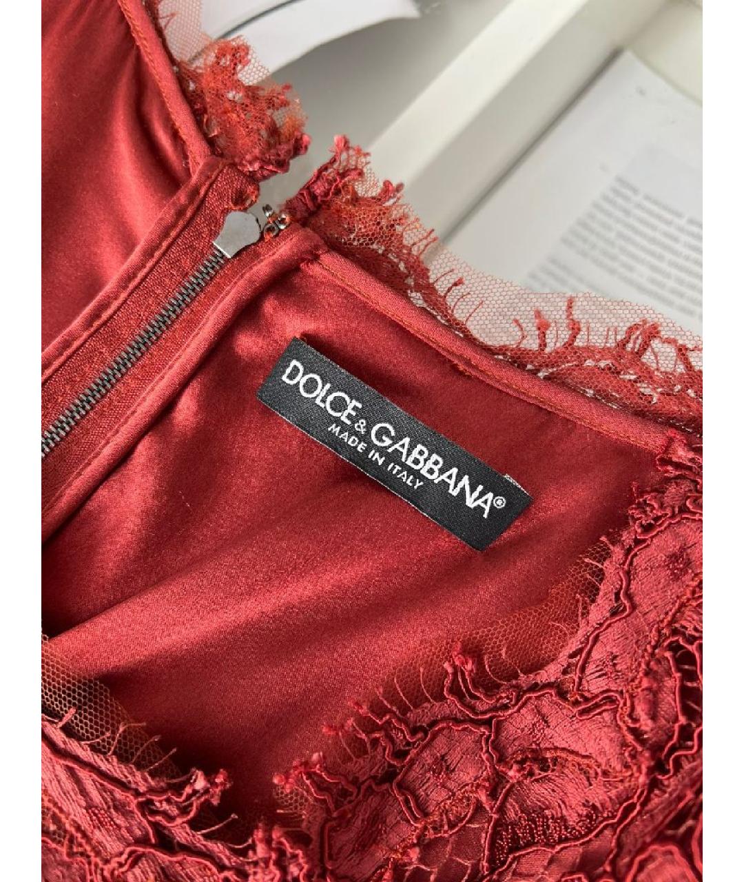 DOLCE&GABBANA Бордовое вискозное платье, фото 4