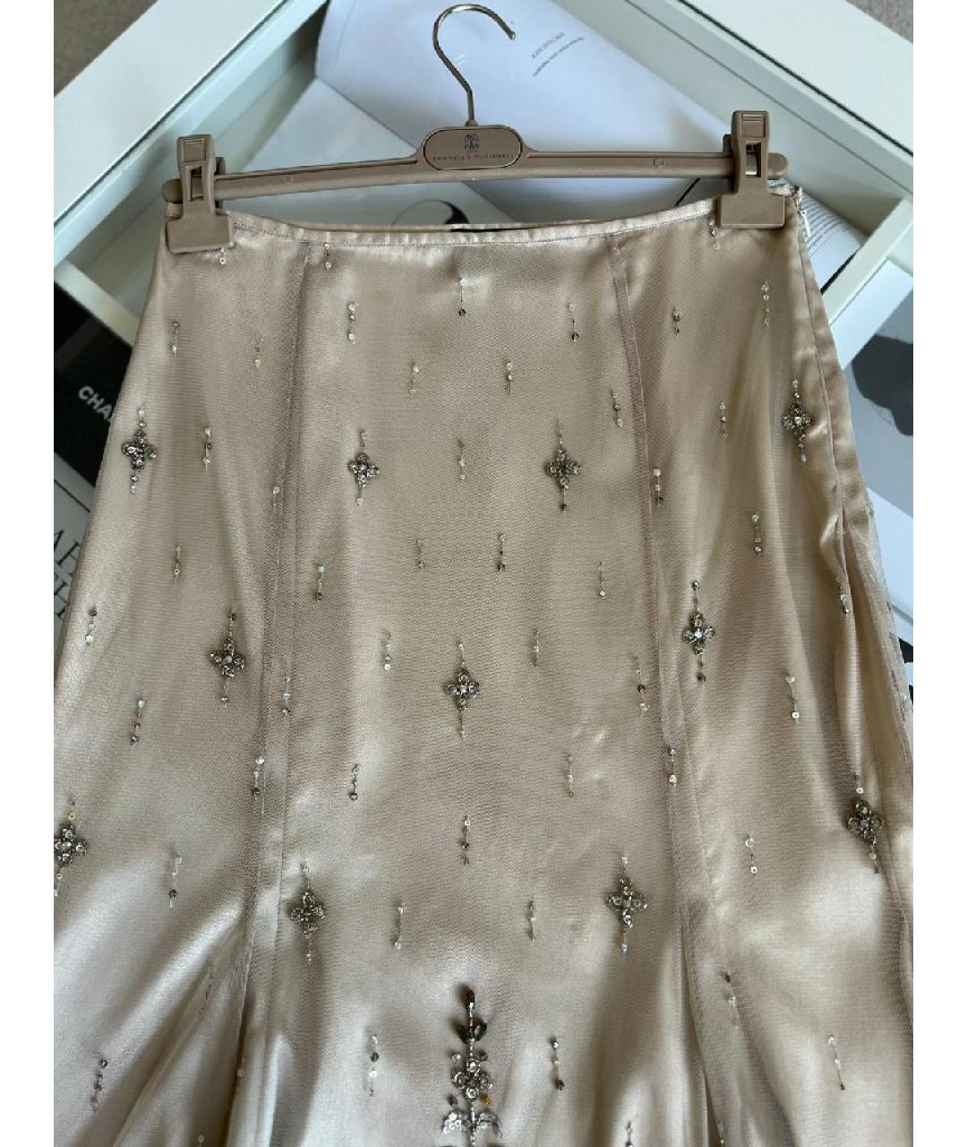 MAX MARA Бежевая полиамидовая юбка миди, фото 3