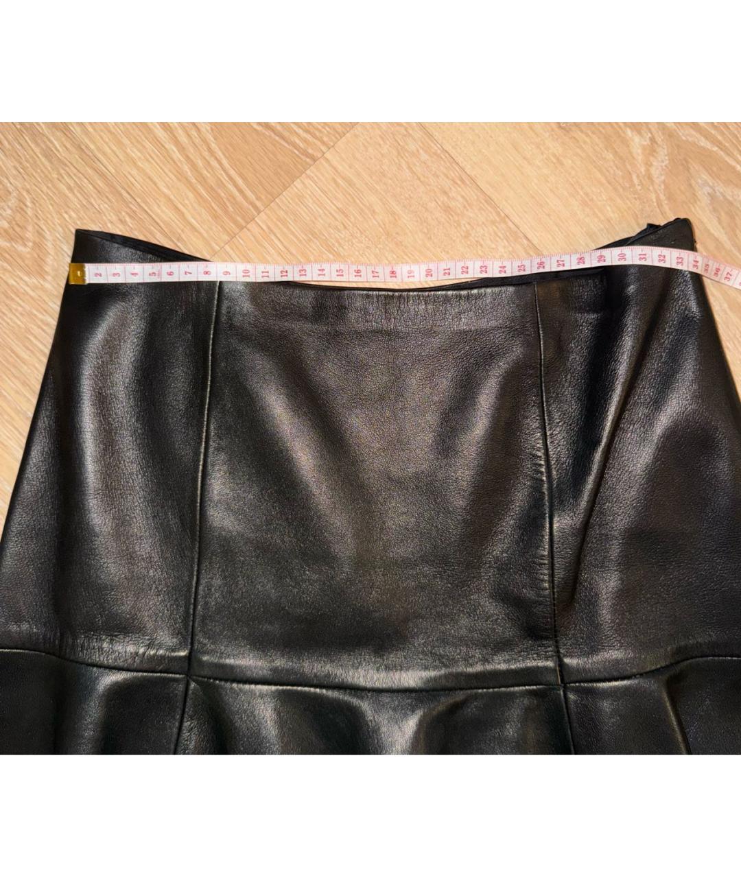 RALPH LAUREN Черная кожаная юбка мини, фото 6