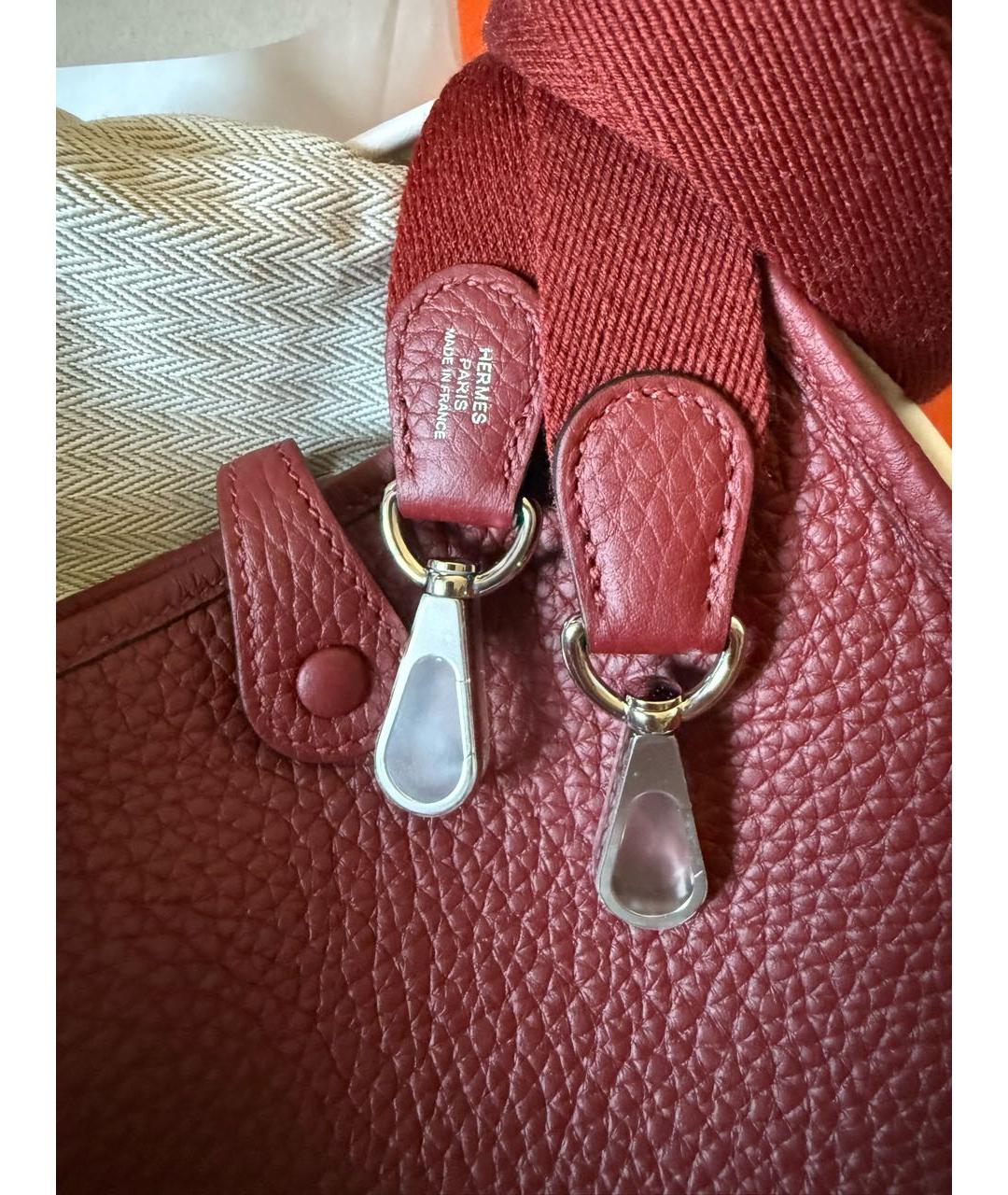 HERMES Бордовая кожаная сумка через плечо, фото 3