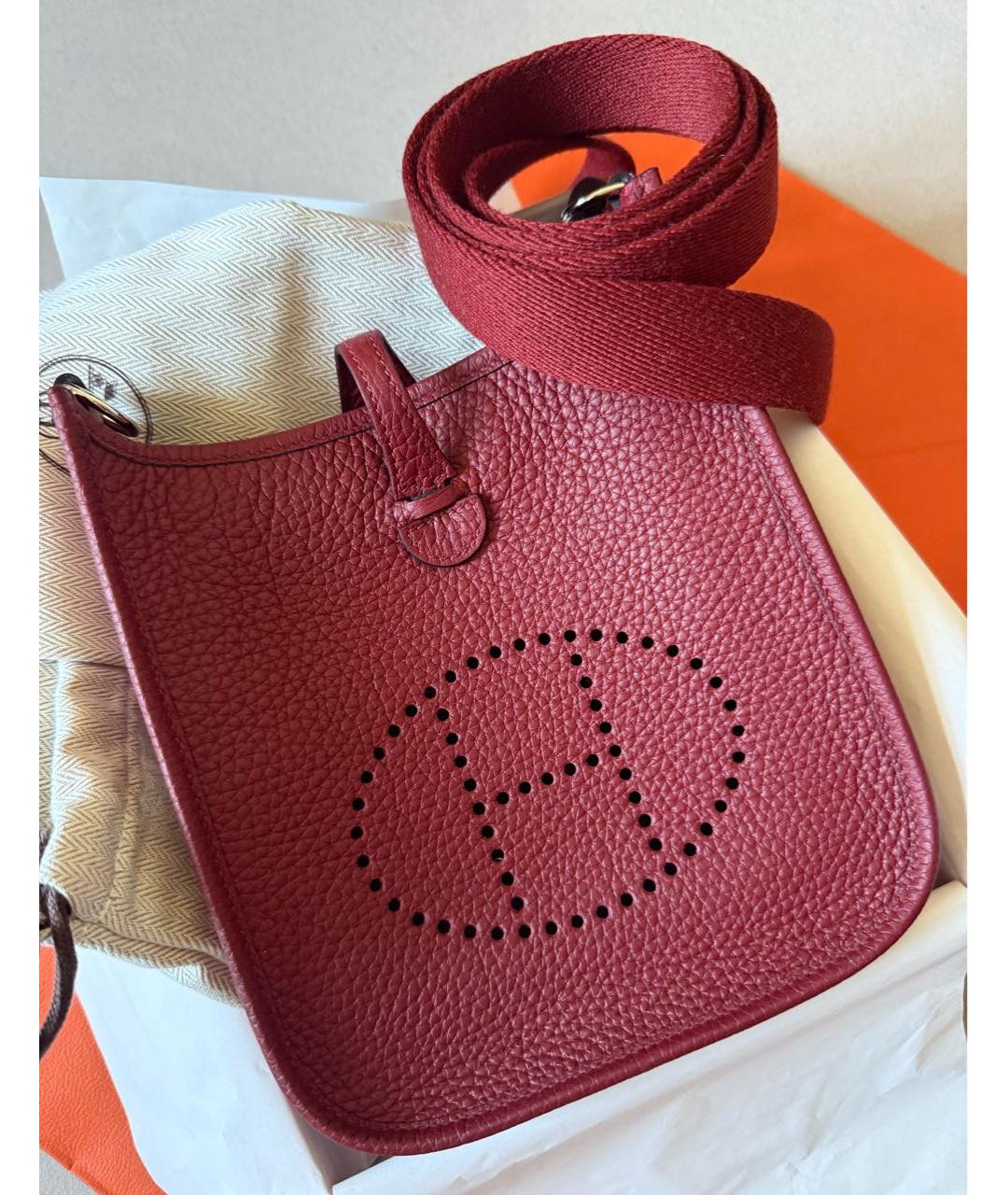 HERMES Бордовая кожаная сумка через плечо, фото 2